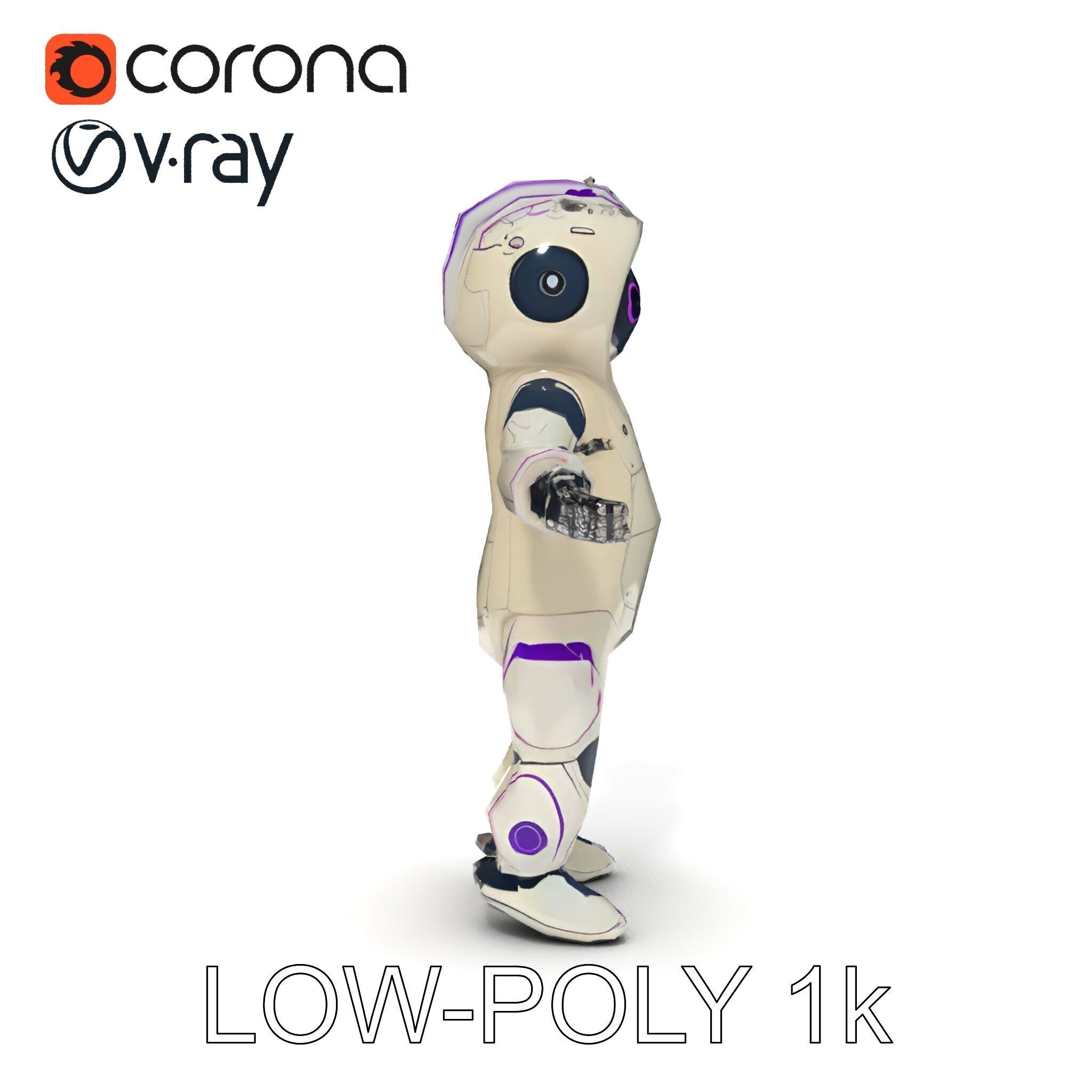 Cute Futuristic Robot Character with PBR Textures and Mixamo ... Low-poly 3D model_15