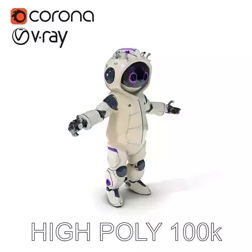 Cute Futuristic Robot Character with PBR Textures and Mixamo ... Low-poly 3D model
