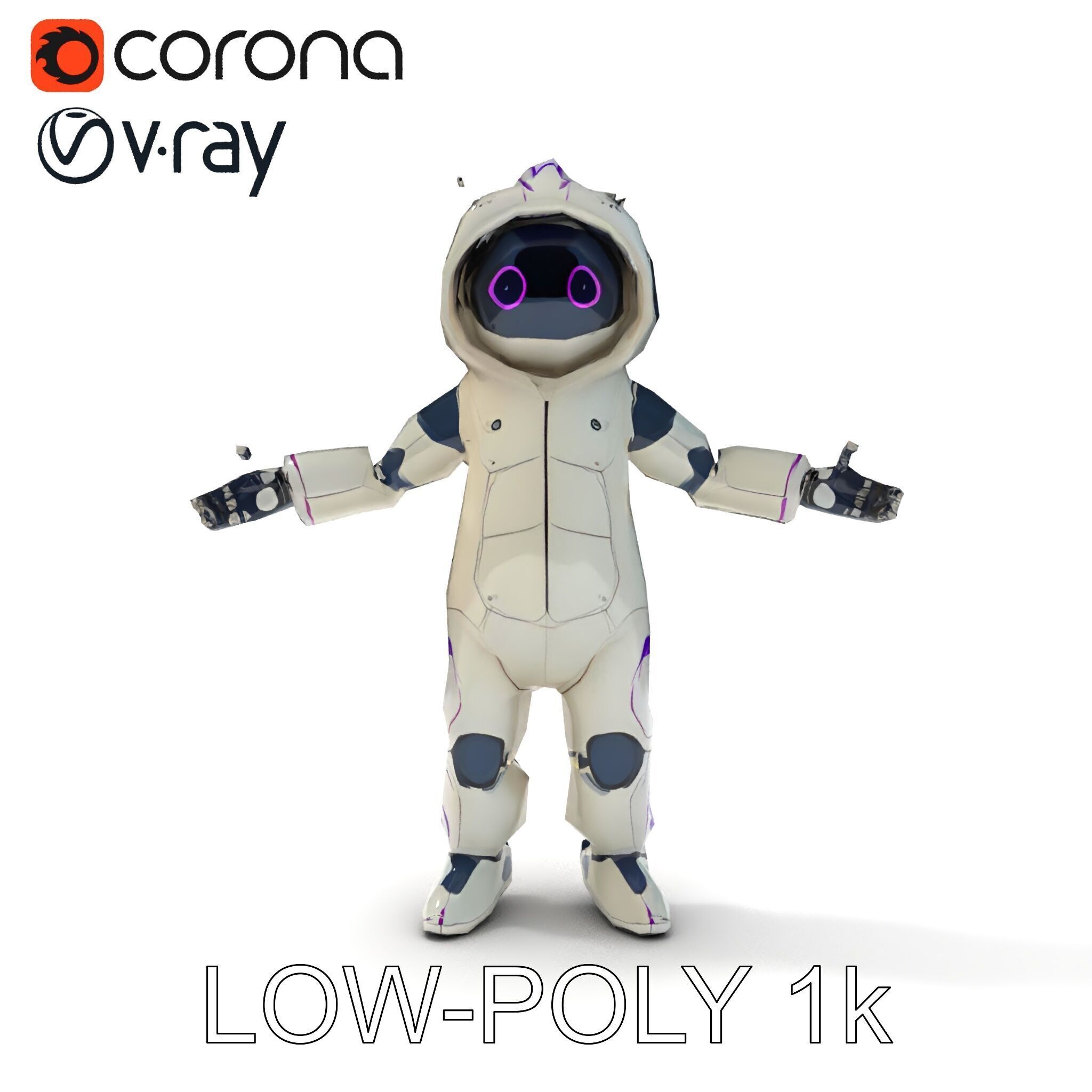 Cute Futuristic Robot Character with PBR Textures and Mixamo ... Low-poly 3D model_7