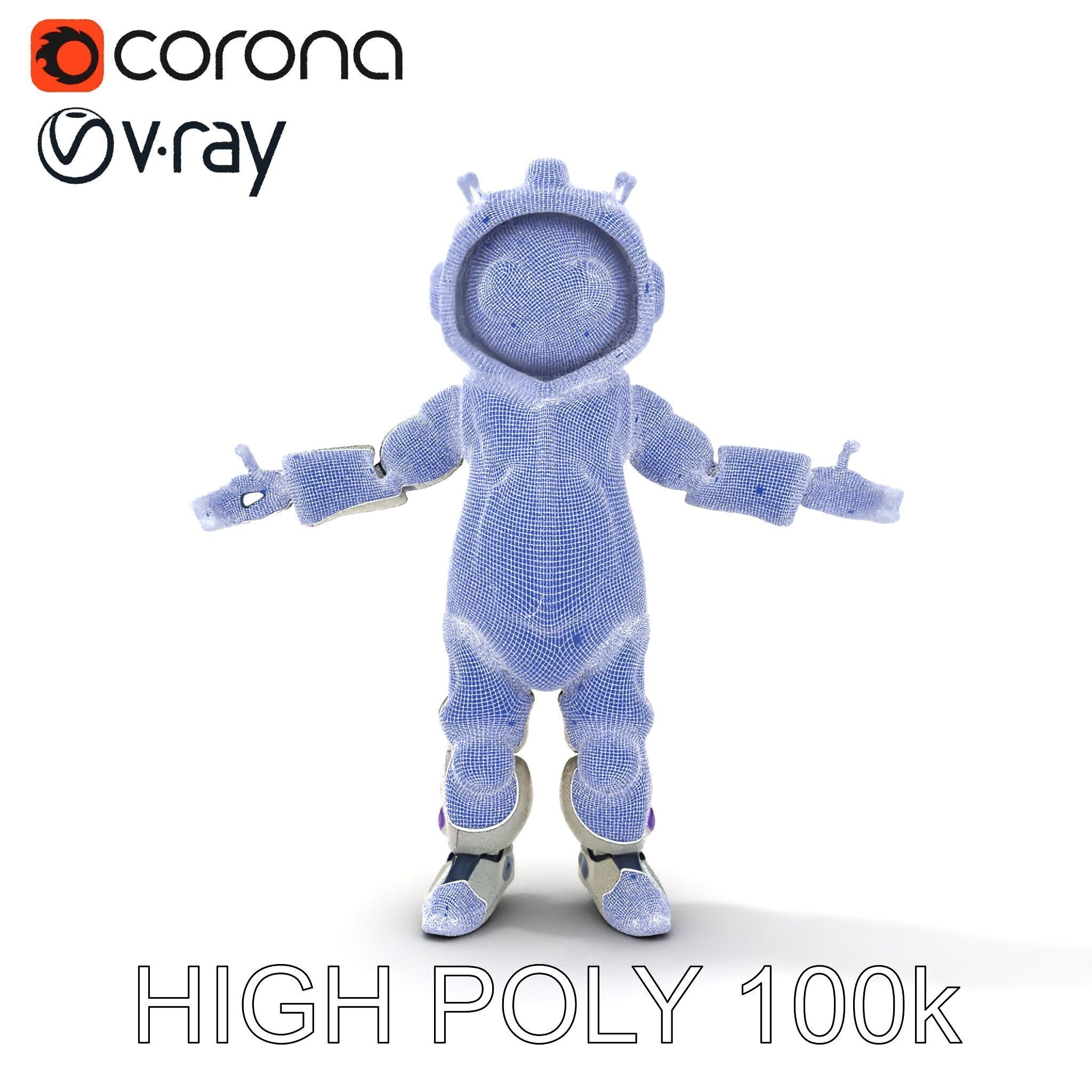 Cute Futuristic Robot Character with PBR Textures and Mixamo ... Low-poly 3D model_25