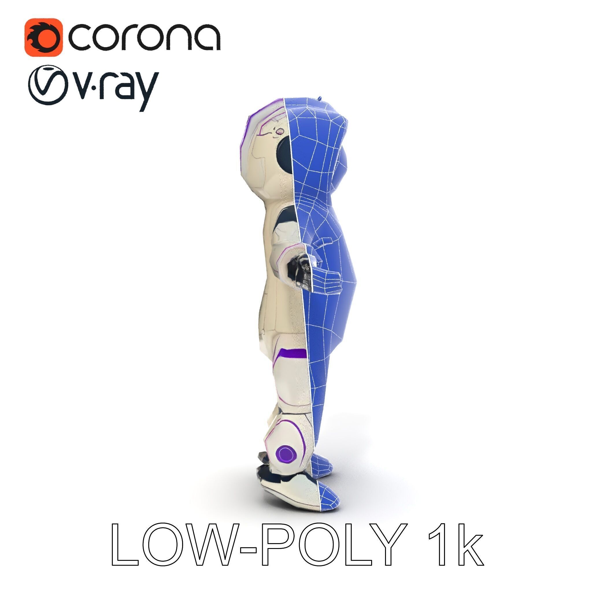 Cute Futuristic Robot Character with PBR Textures and Mixamo ... Low-poly 3D model_29