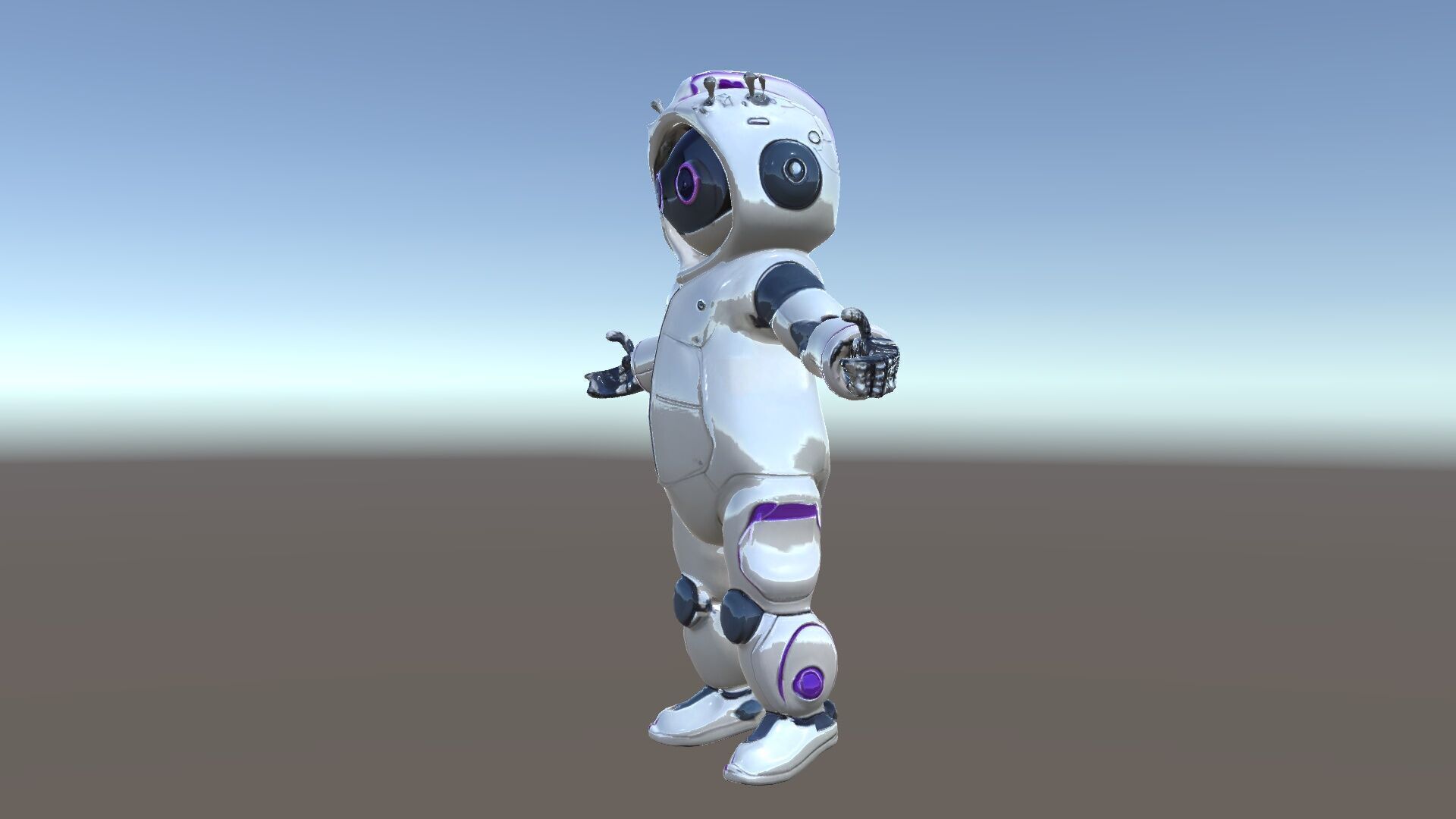 Cute Futuristic Robot Character with PBR Textures and Mixamo ... Low-poly 3D model_6