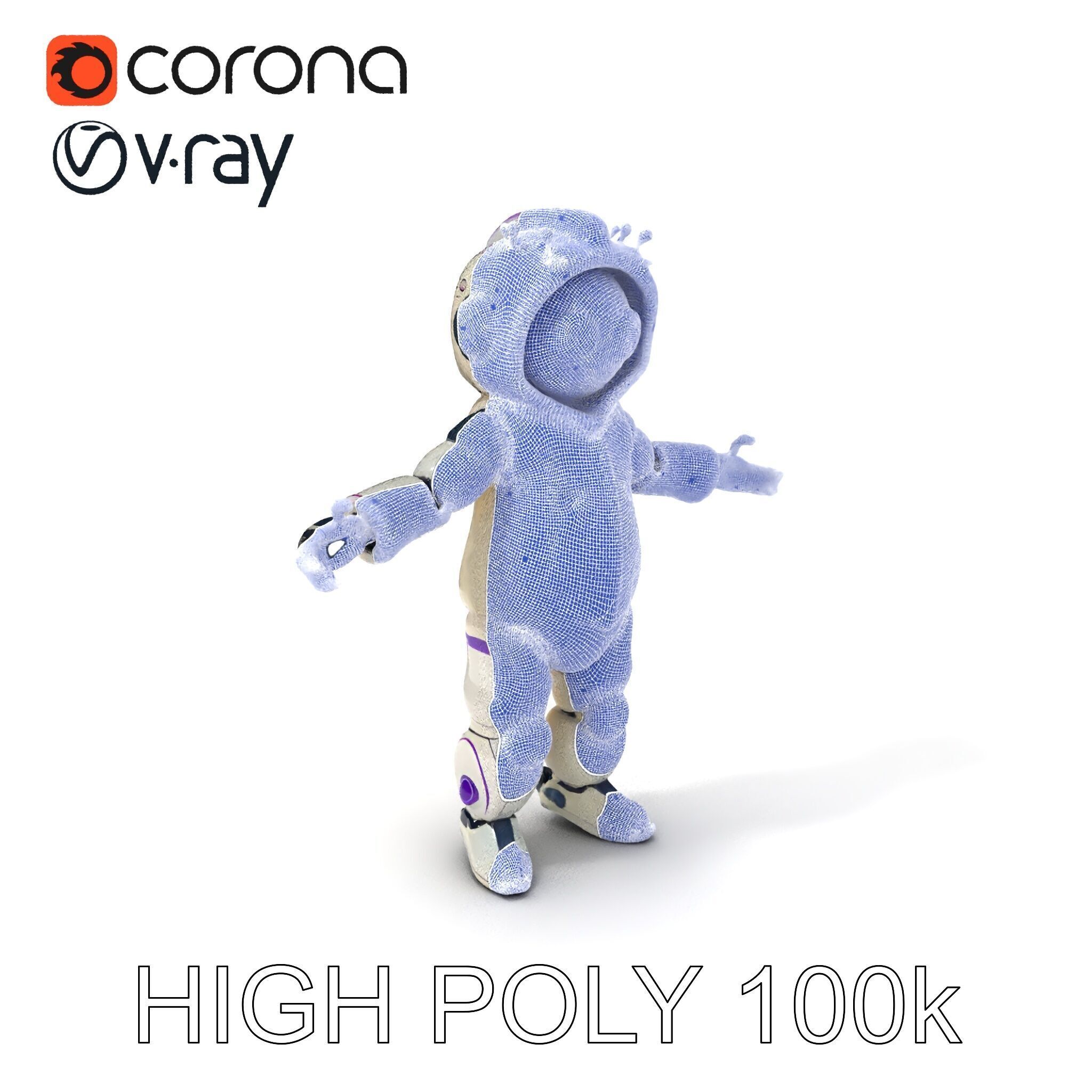 Cute Futuristic Robot Character with PBR Textures and Mixamo ... Low-poly 3D model_3