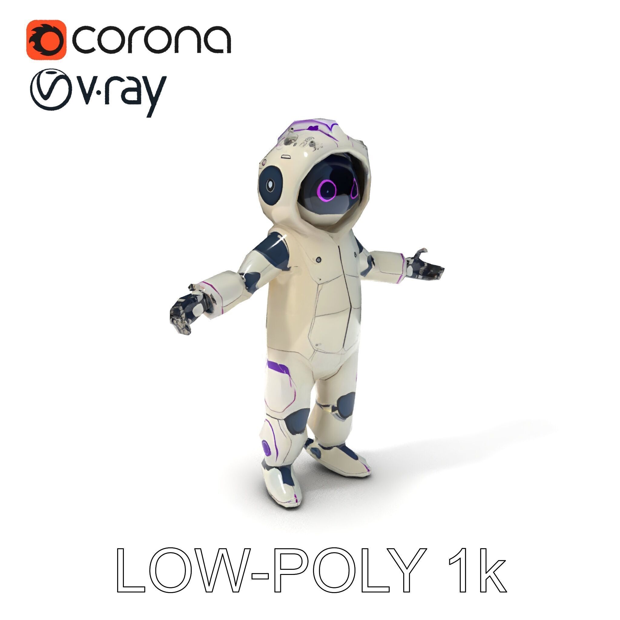 Cute Futuristic Robot Character with PBR Textures and Mixamo ... Low-poly 3D model_18