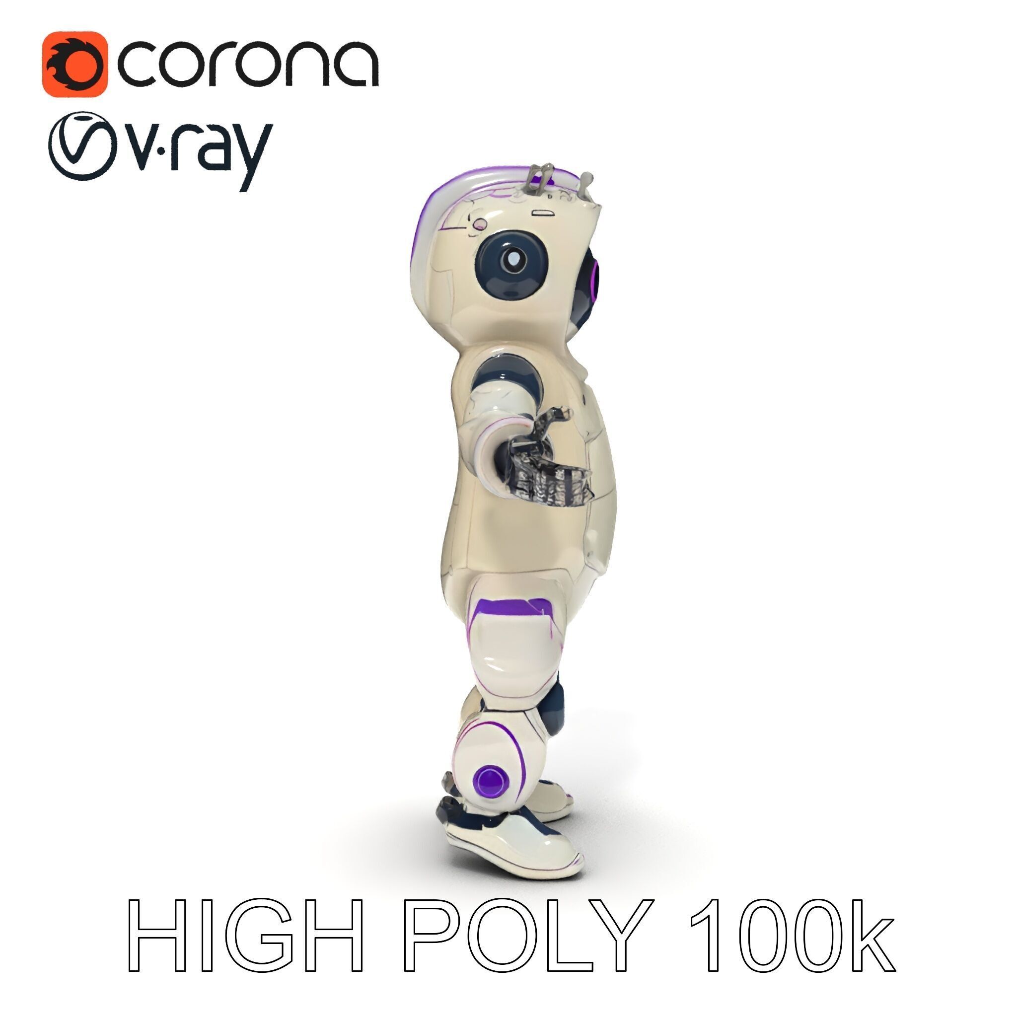 Cute Futuristic Robot Character with PBR Textures and Mixamo ... Low-poly 3D model_19