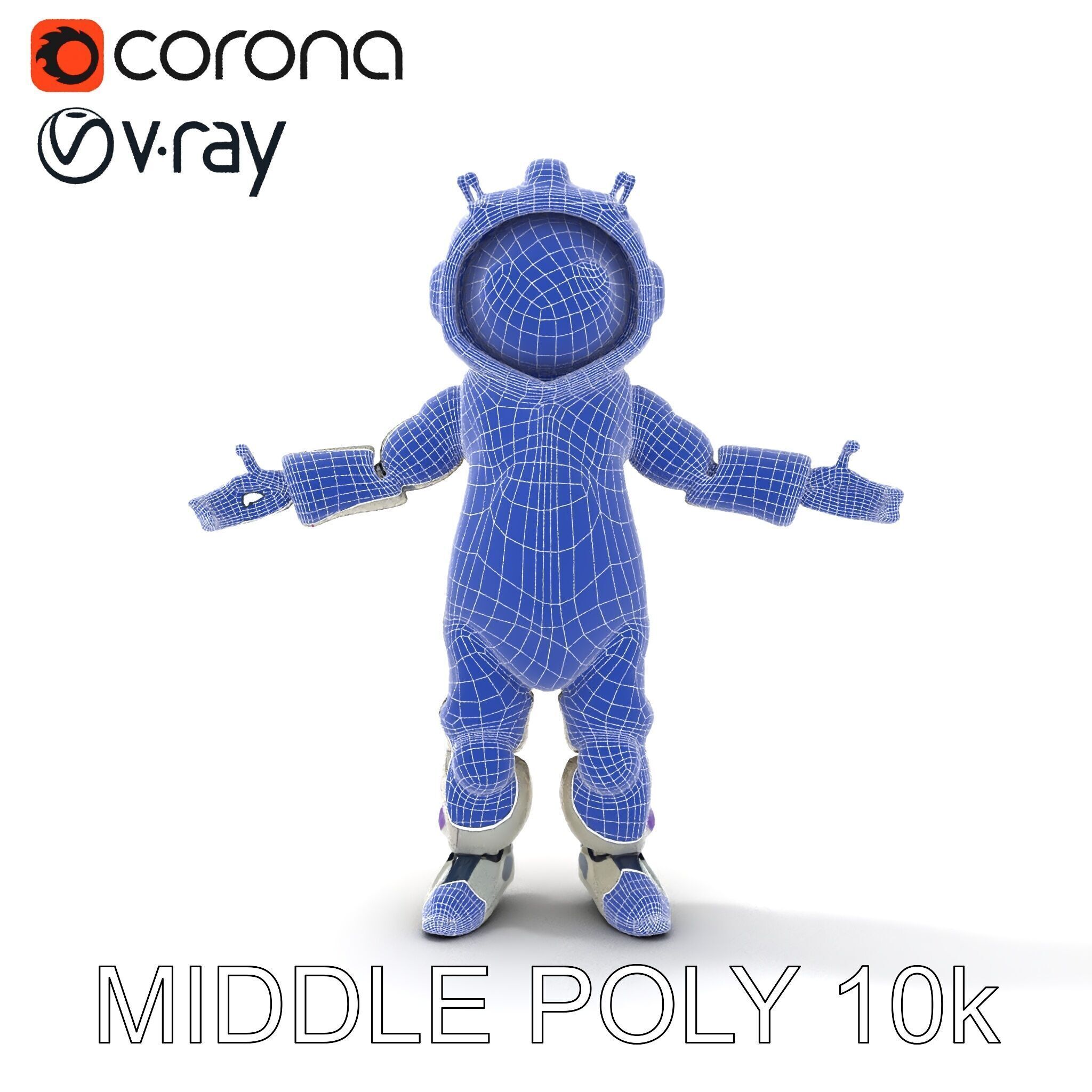 Cute Futuristic Robot Character with PBR Textures and Mixamo ... Low-poly 3D model_35