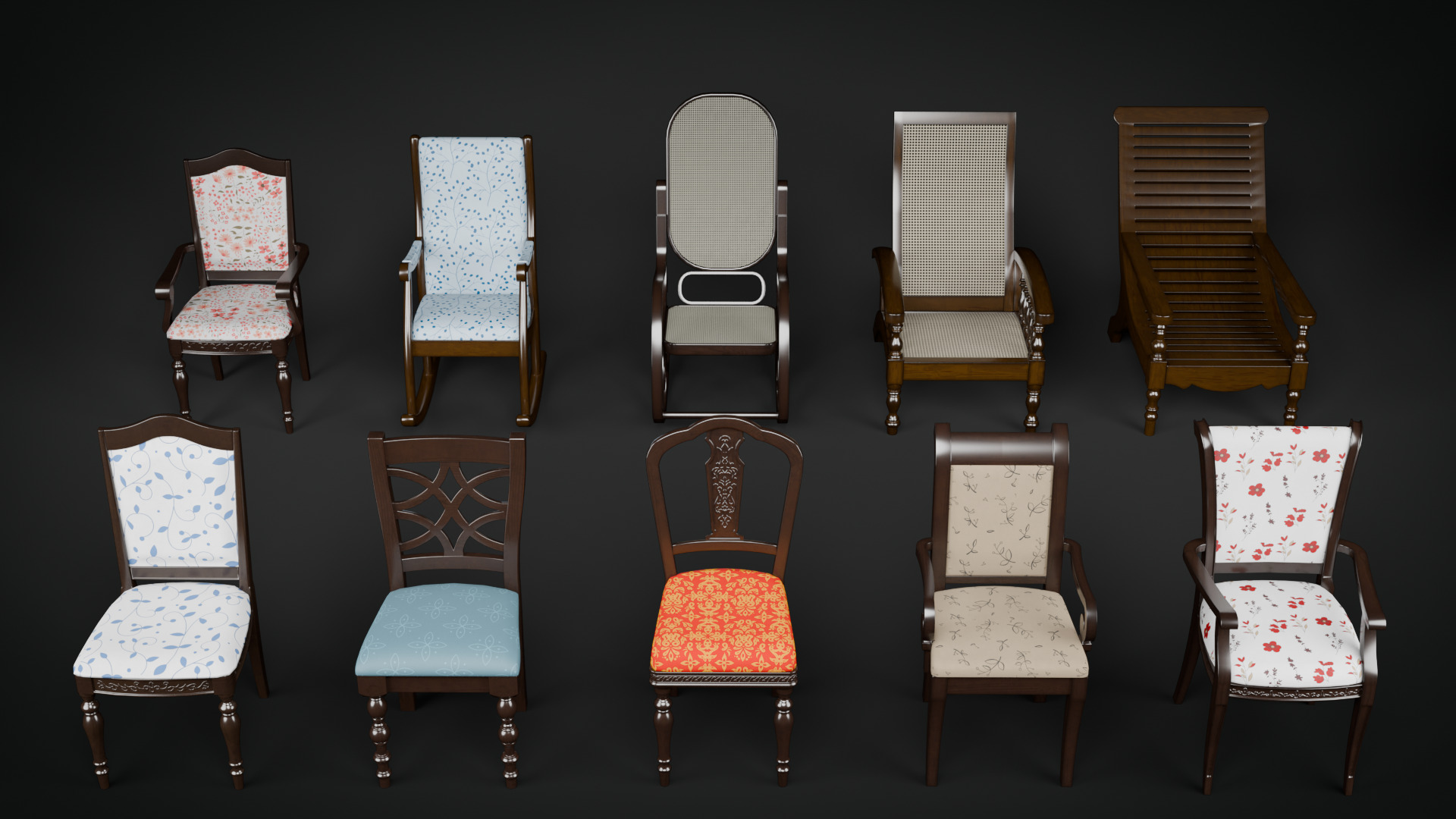 Chair Collection-Game Ready Low-poly 3D model_1