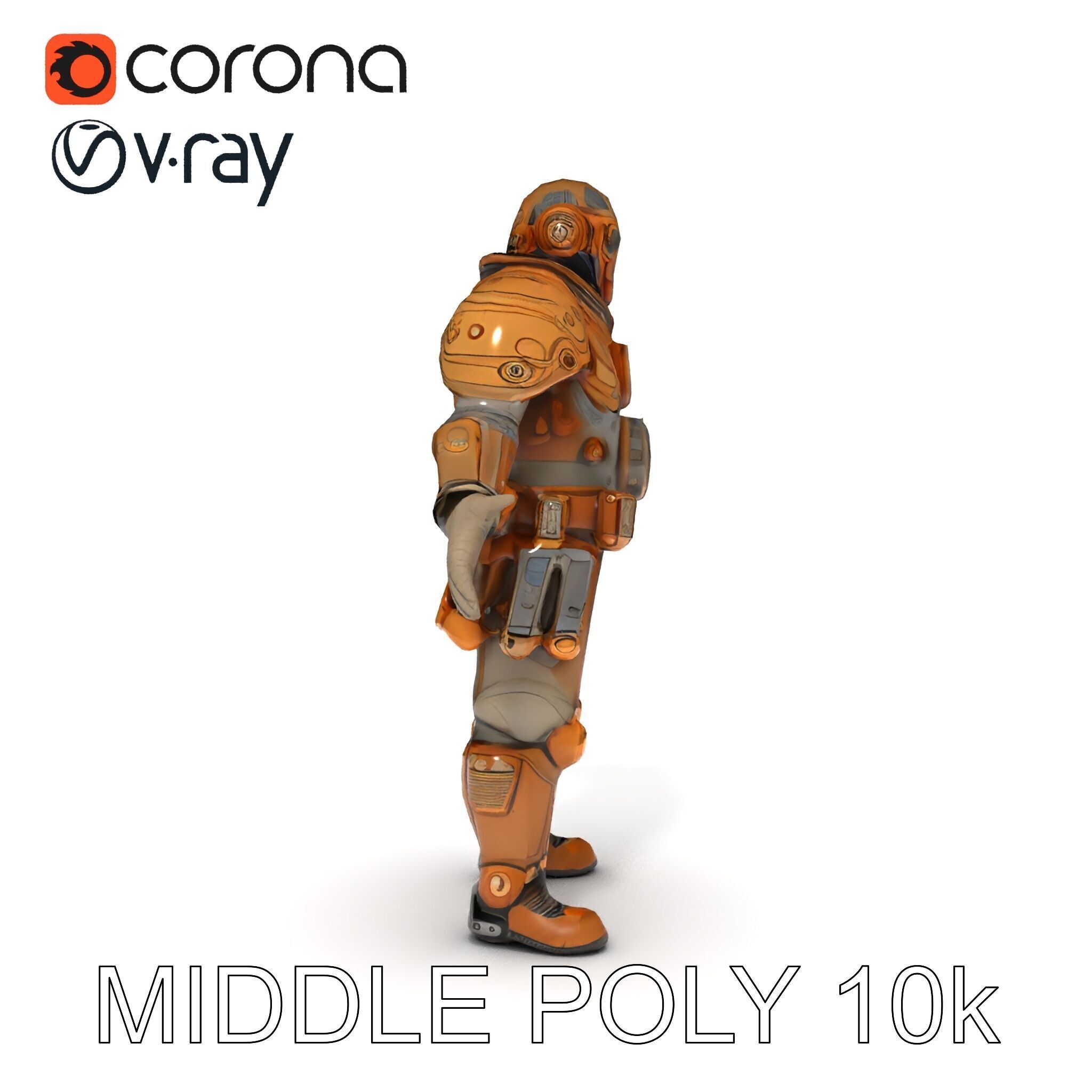 Steampunk Explorer D Character Model with Mechanical Armor an... Low-poly 3D model_37