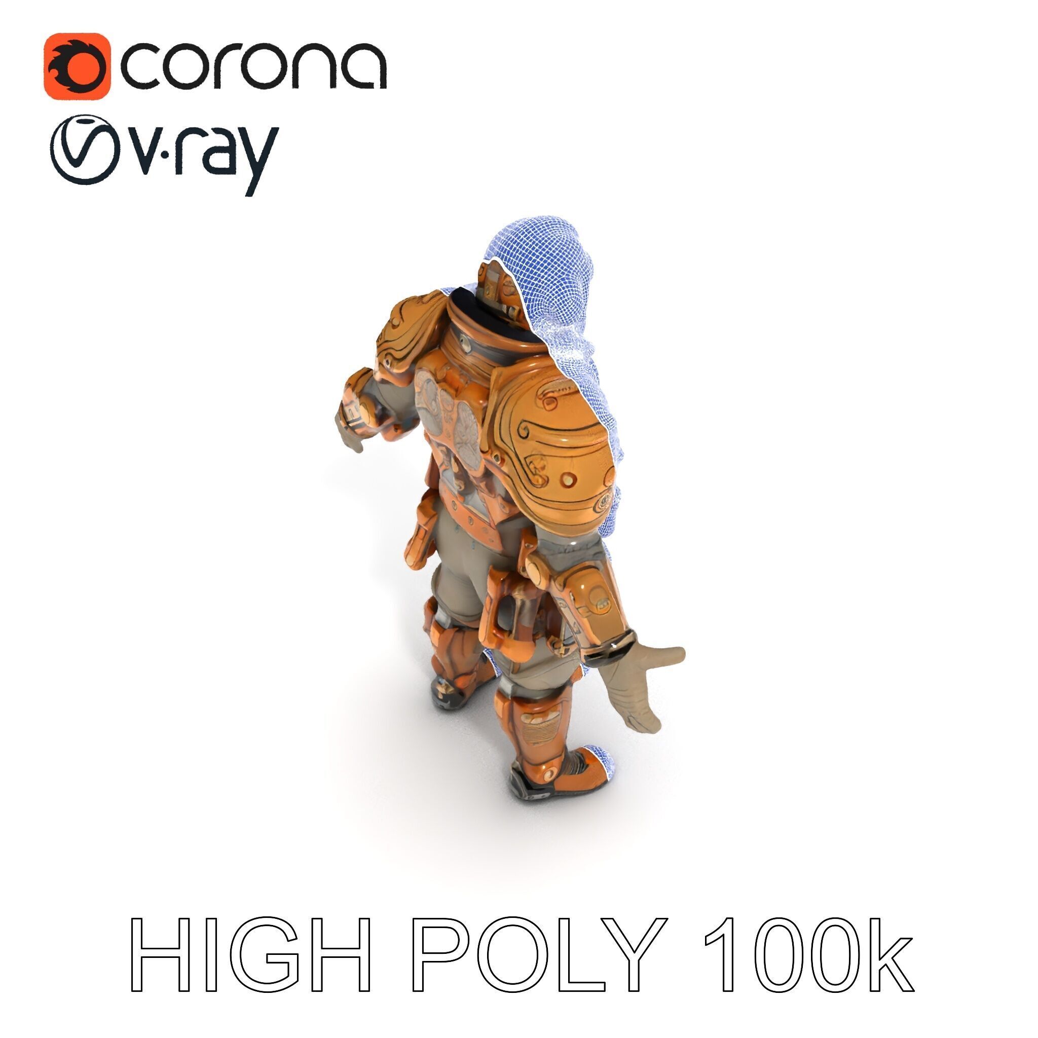 Steampunk Explorer D Character Model with Mechanical Armor an... Low-poly 3D model_8