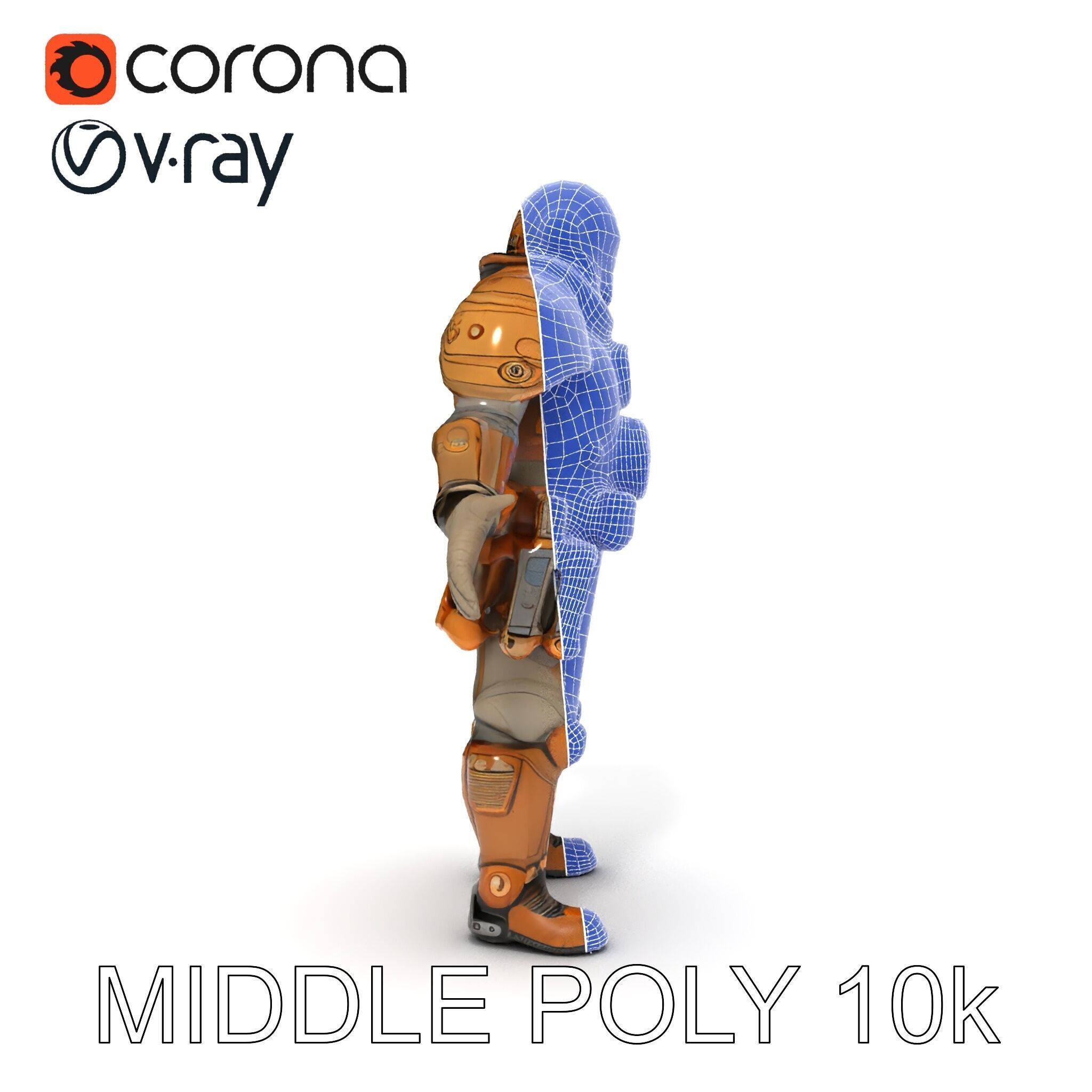 Steampunk Explorer D Character Model with Mechanical Armor an... Low-poly 3D model_35