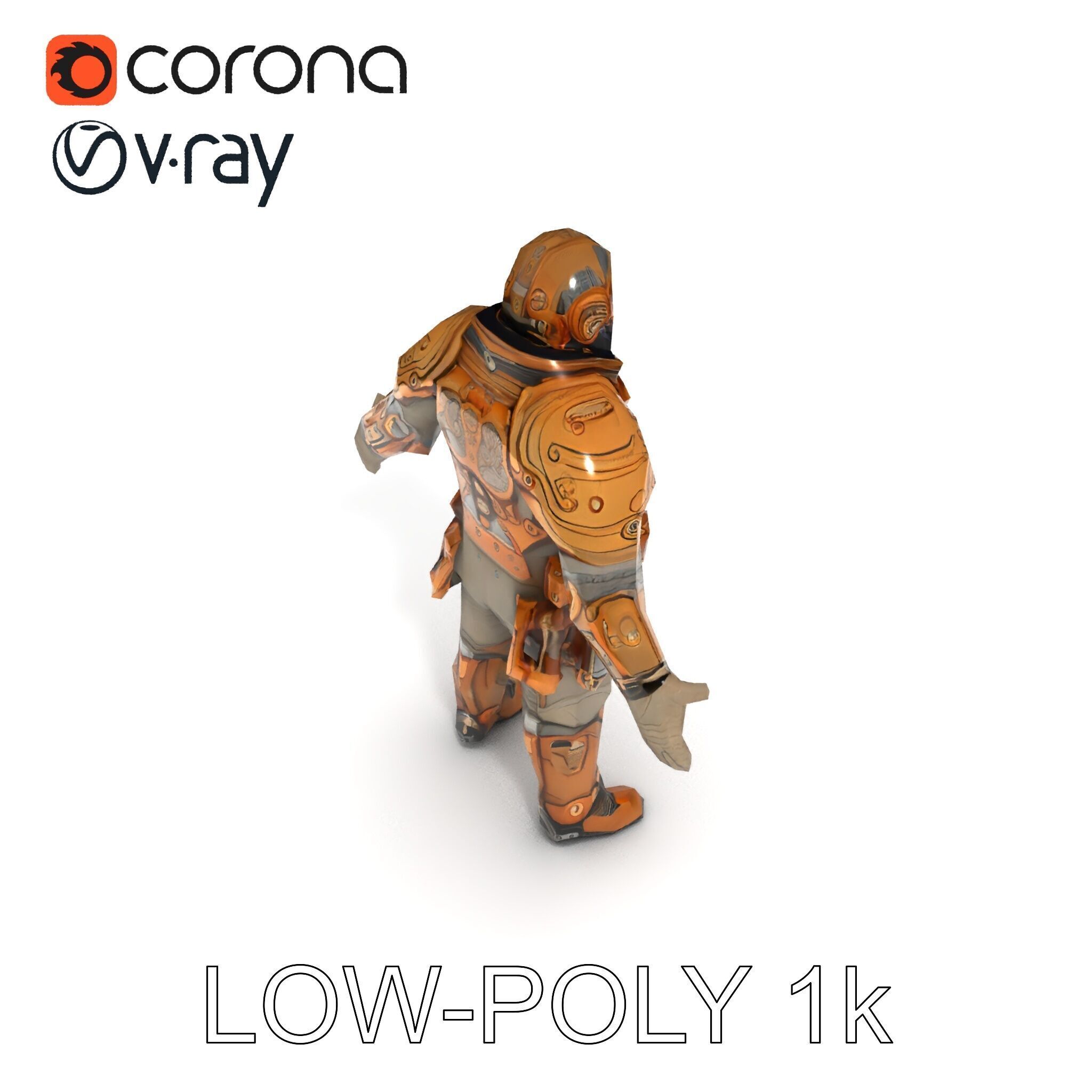Steampunk Explorer D Character Model with Mechanical Armor an... Low-poly 3D model_12