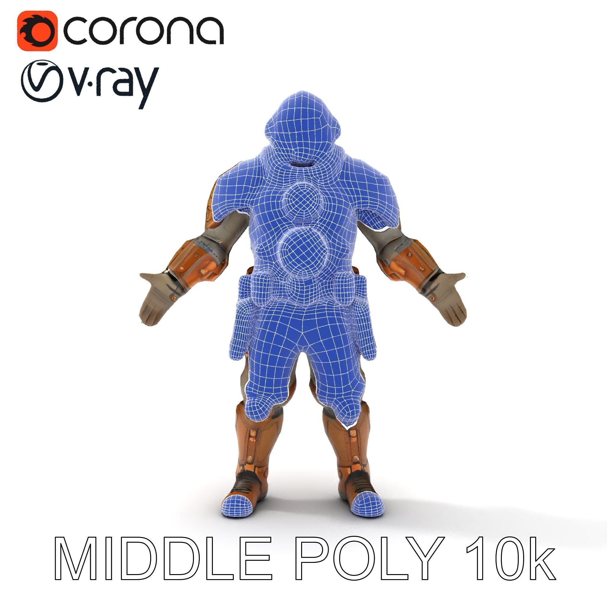 Steampunk Explorer D Character Model with Mechanical Armor an... Low-poly 3D model_6