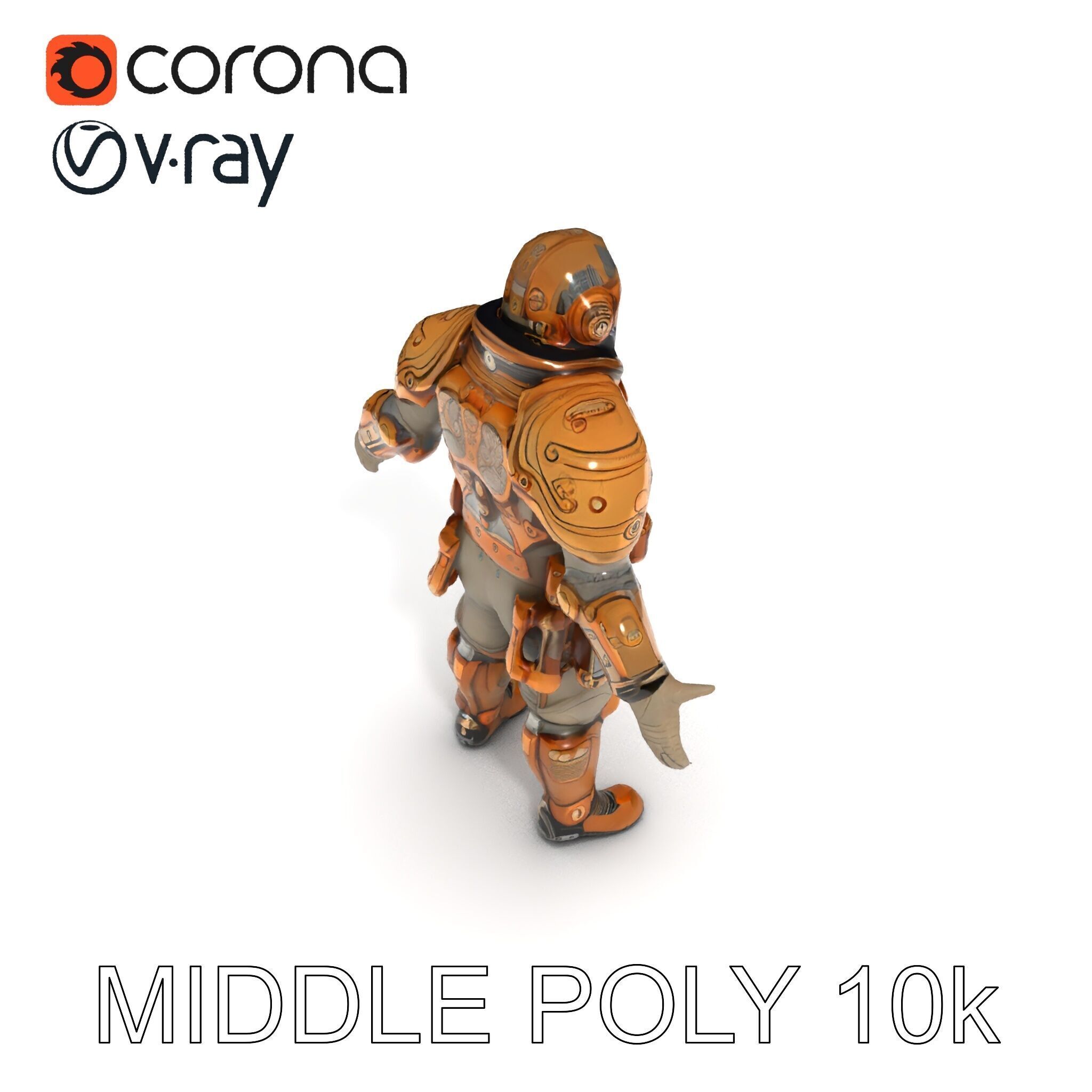 Steampunk Explorer D Character Model with Mechanical Armor an... Low-poly 3D model_25