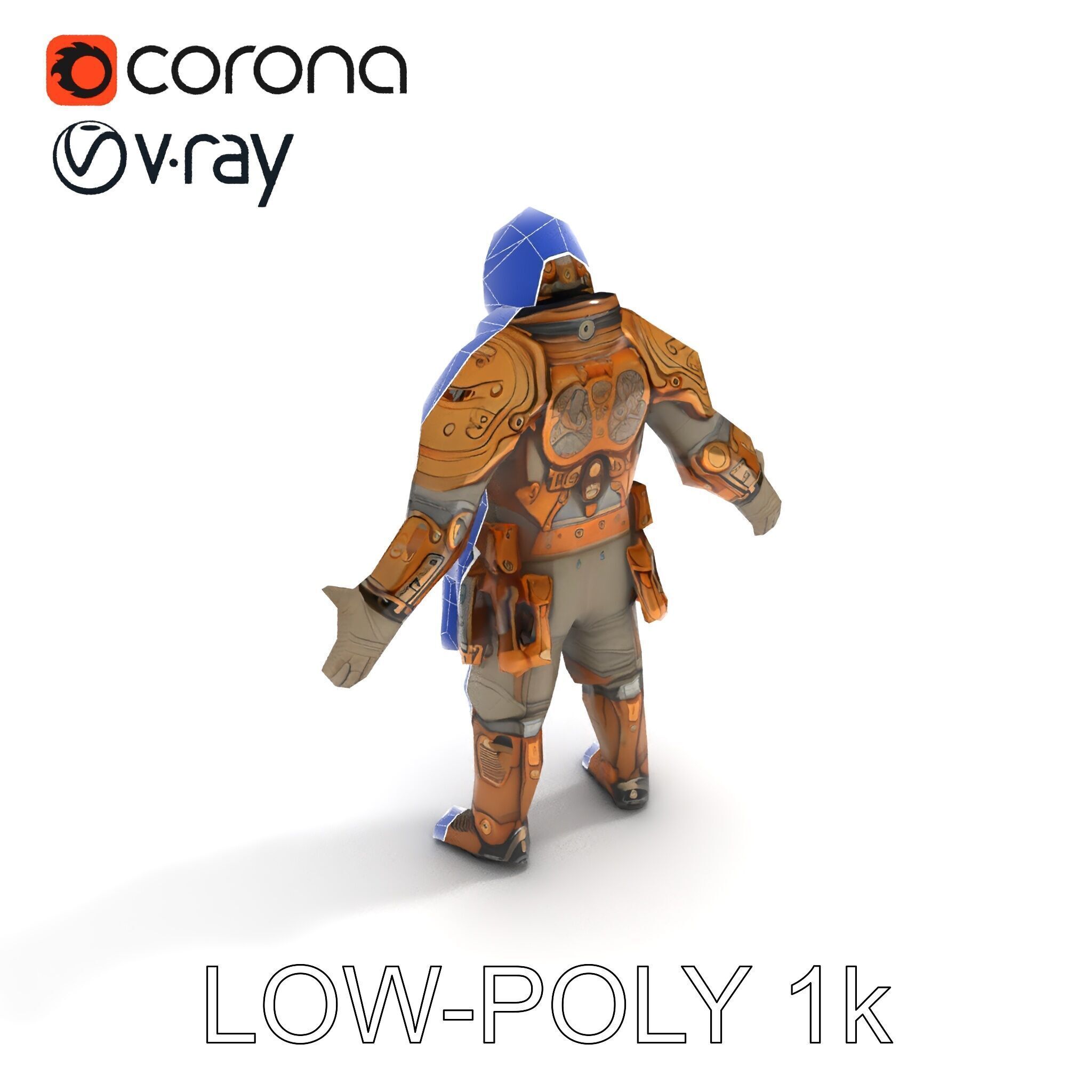 Steampunk Explorer D Character Model with Mechanical Armor an... Low-poly 3D model_30