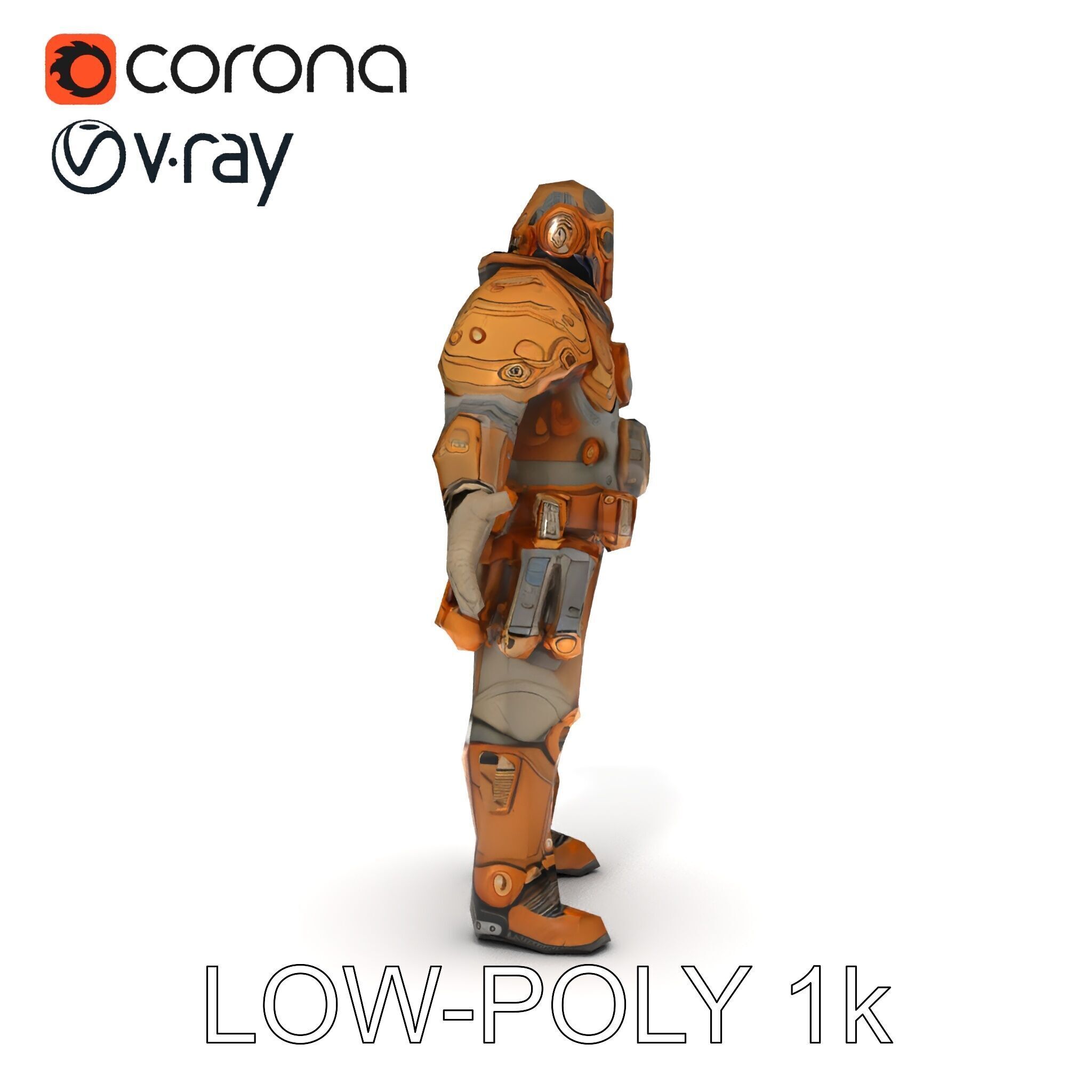 Steampunk Explorer D Character Model with Mechanical Armor an... Low-poly 3D model_28