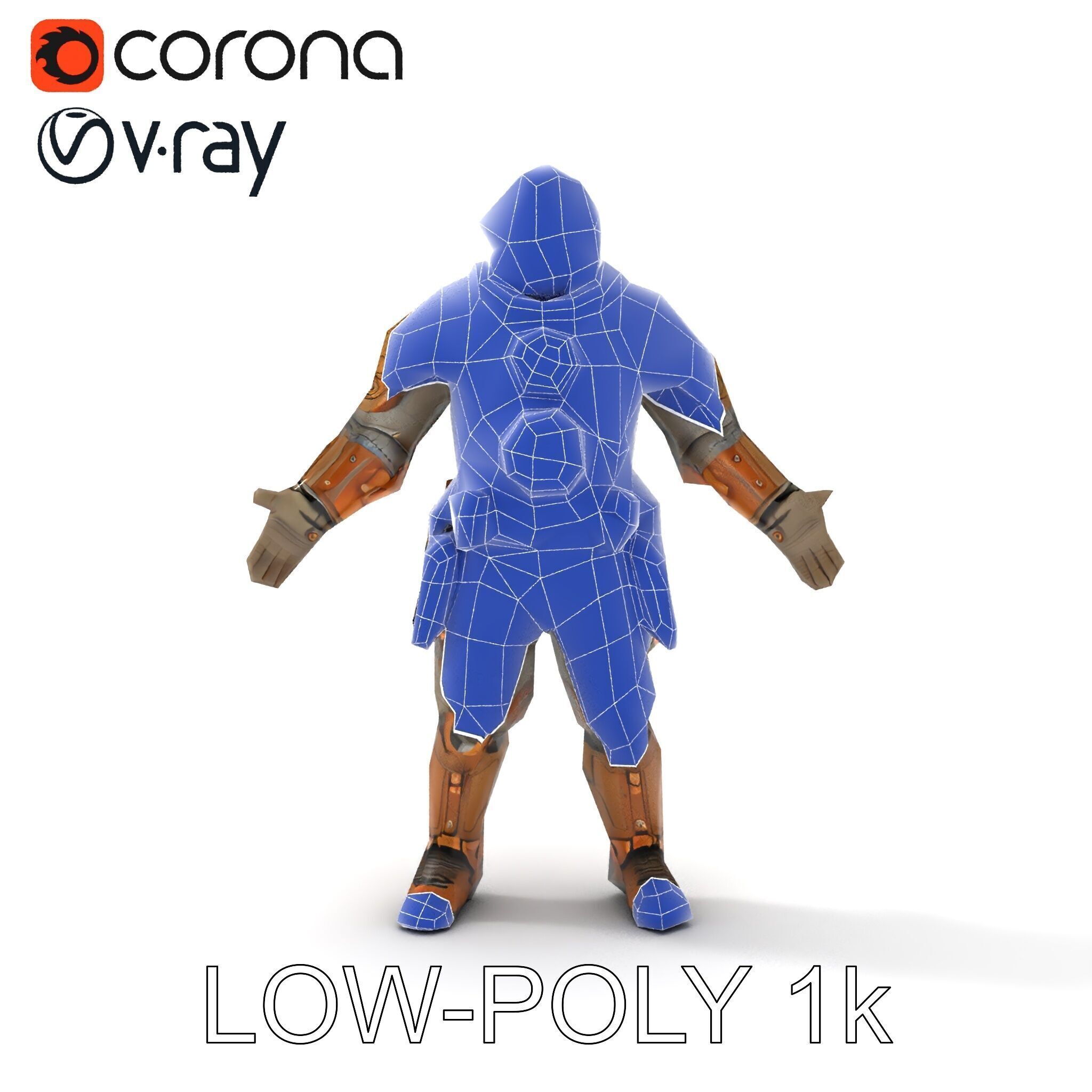 Steampunk Explorer D Character Model with Mechanical Armor an... Low-poly 3D model_10