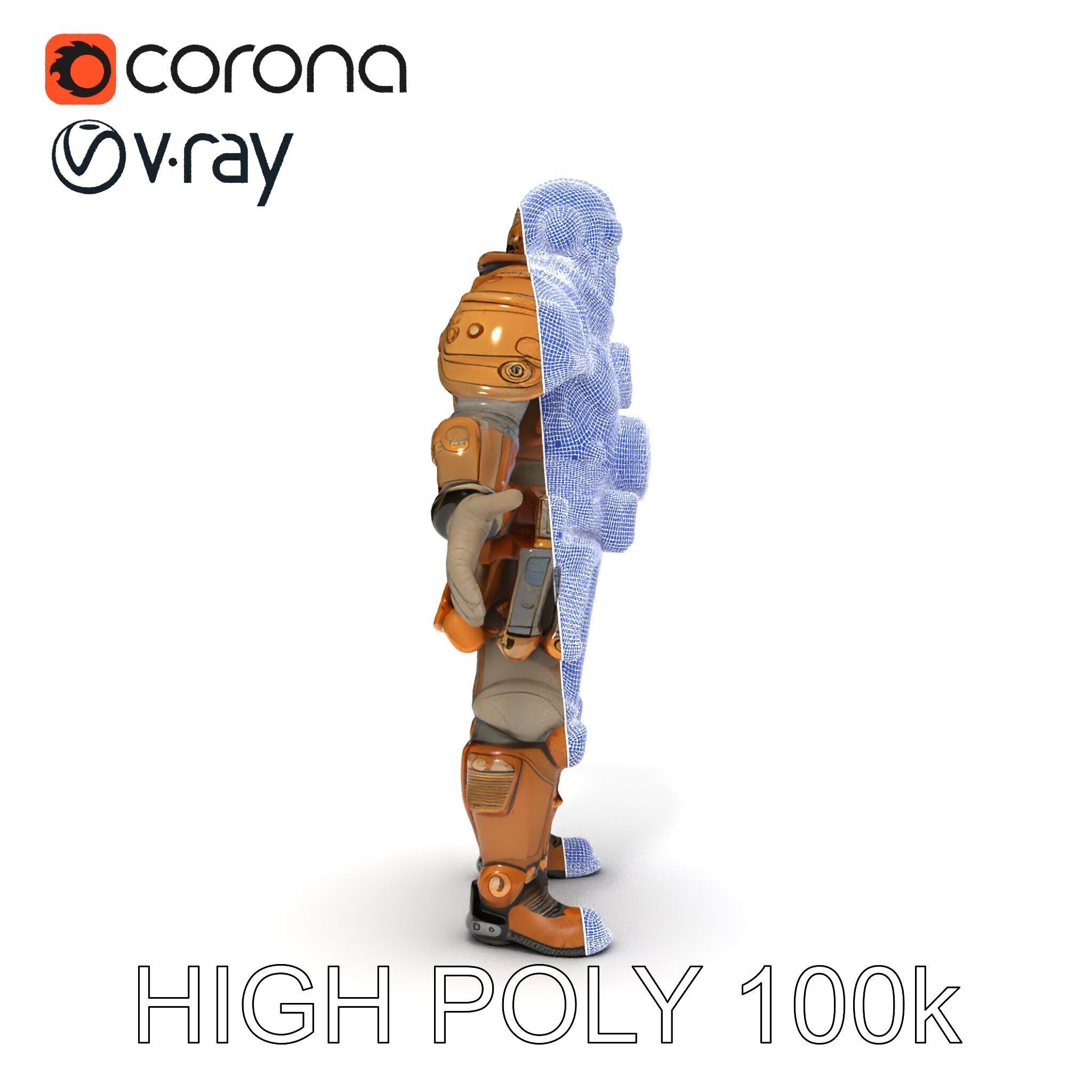 Steampunk Explorer D Character Model with Mechanical Armor an... Low-poly 3D model_31