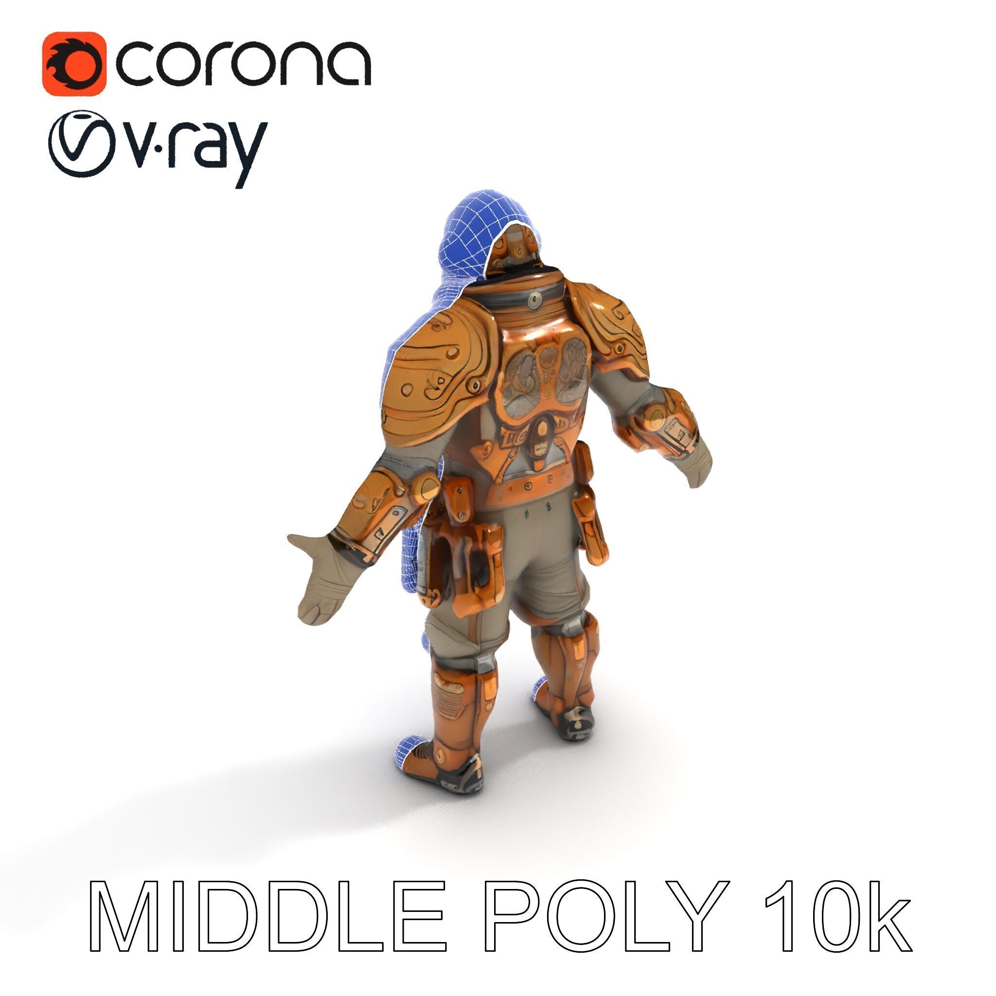 Steampunk Explorer D Character Model with Mechanical Armor an... Low-poly 3D model_32