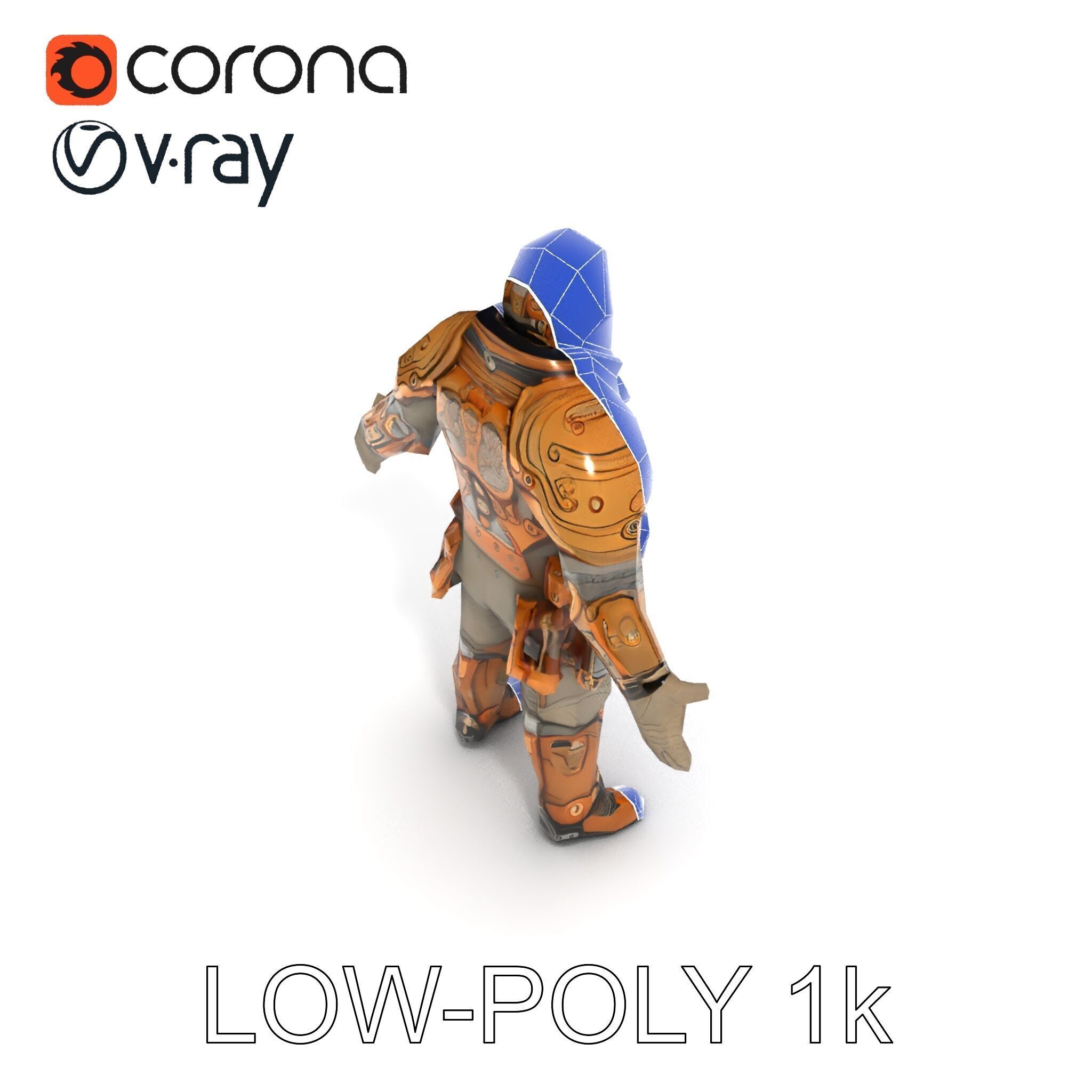 Steampunk Explorer D Character Model with Mechanical Armor an... Low-poly 3D model_20