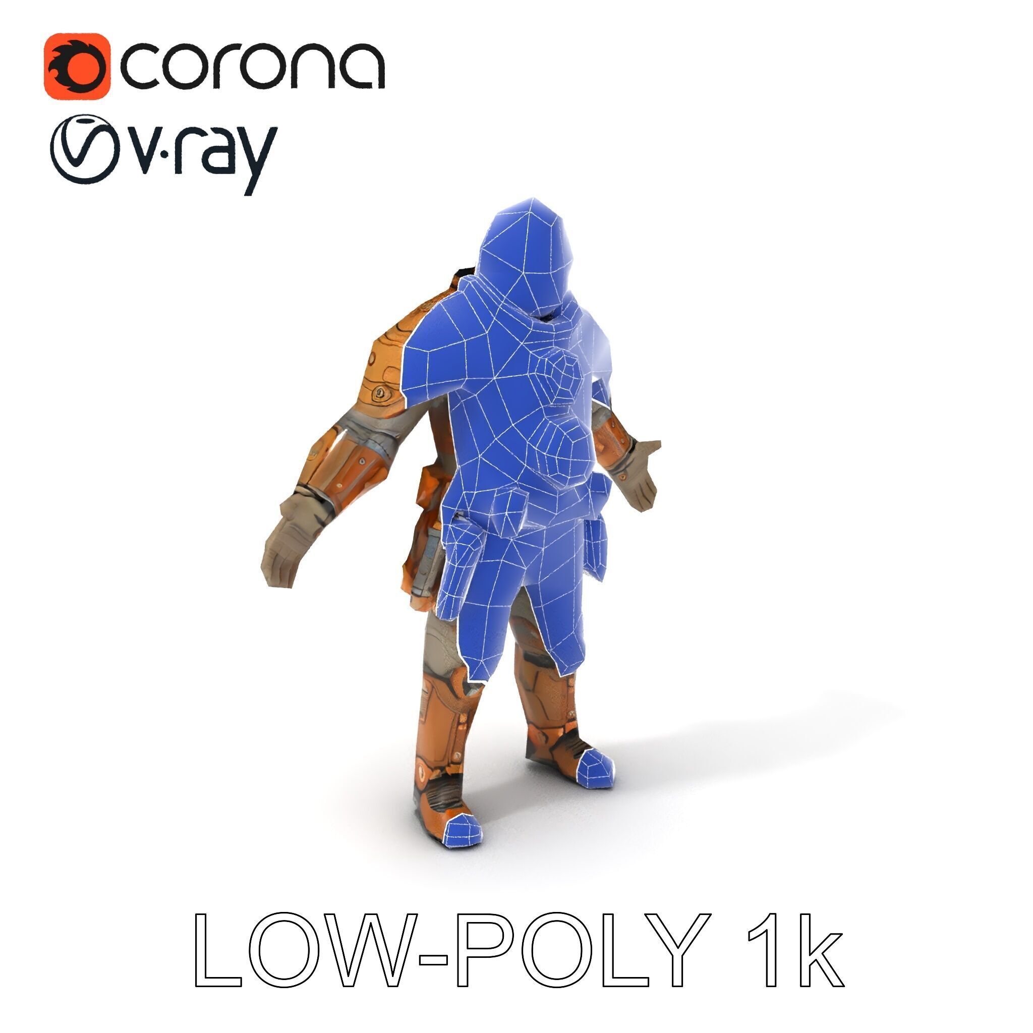 Steampunk Explorer D Character Model with Mechanical Armor an... Low-poly 3D model_17