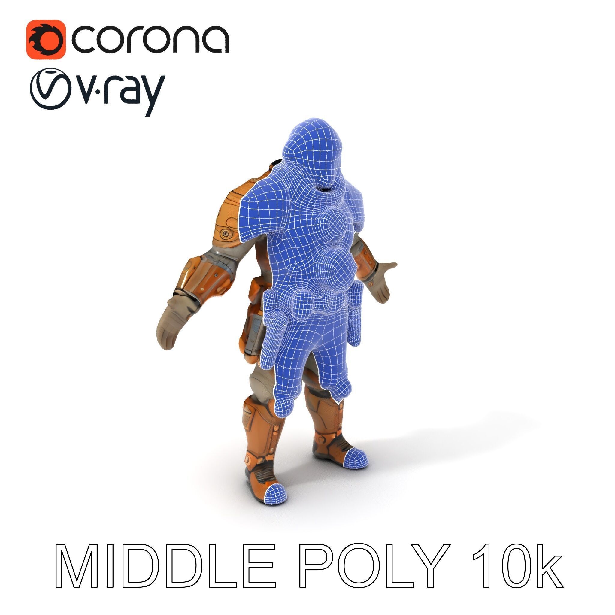 Steampunk Explorer D Character Model with Mechanical Armor an... Low-poly 3D model_16