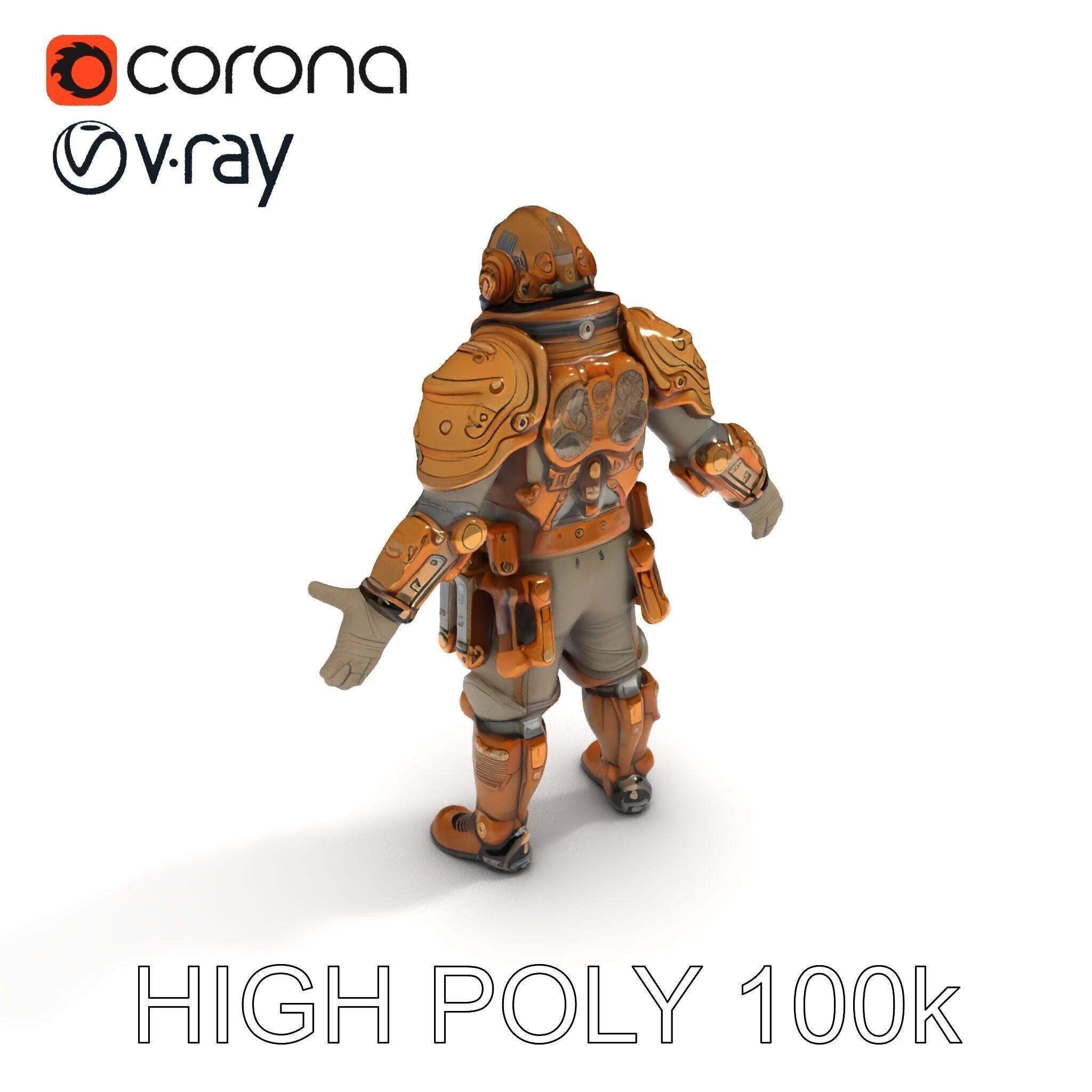 Steampunk Explorer D Character Model with Mechanical Armor an... Low-poly 3D model_18