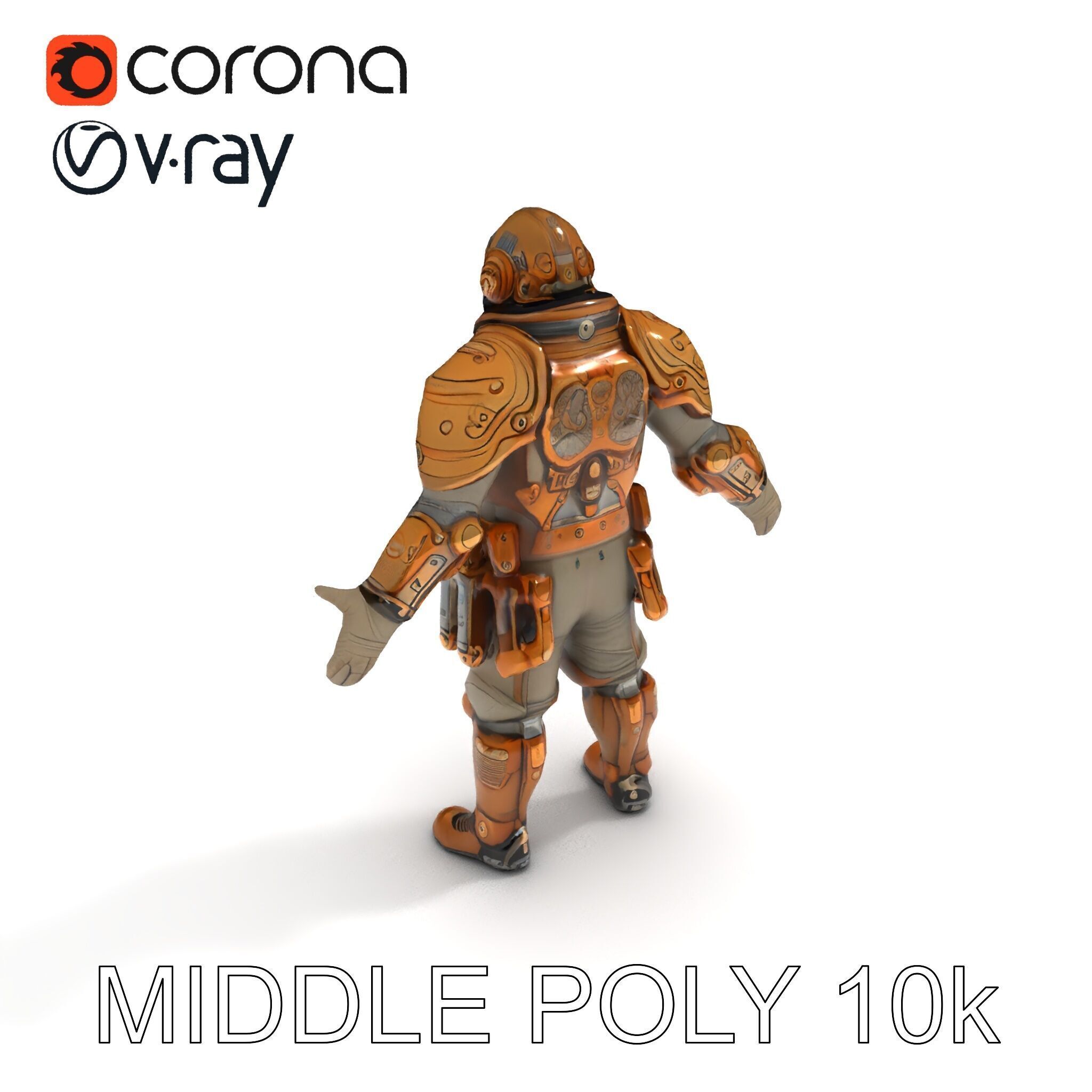 Steampunk Explorer D Character Model with Mechanical Armor an... Low-poly 3D model_22