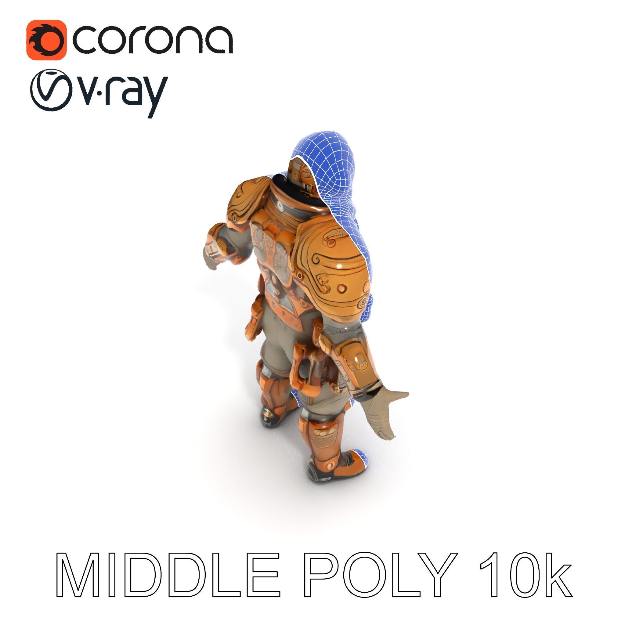 Steampunk Explorer D Character Model with Mechanical Armor an... Low-poly 3D model_11