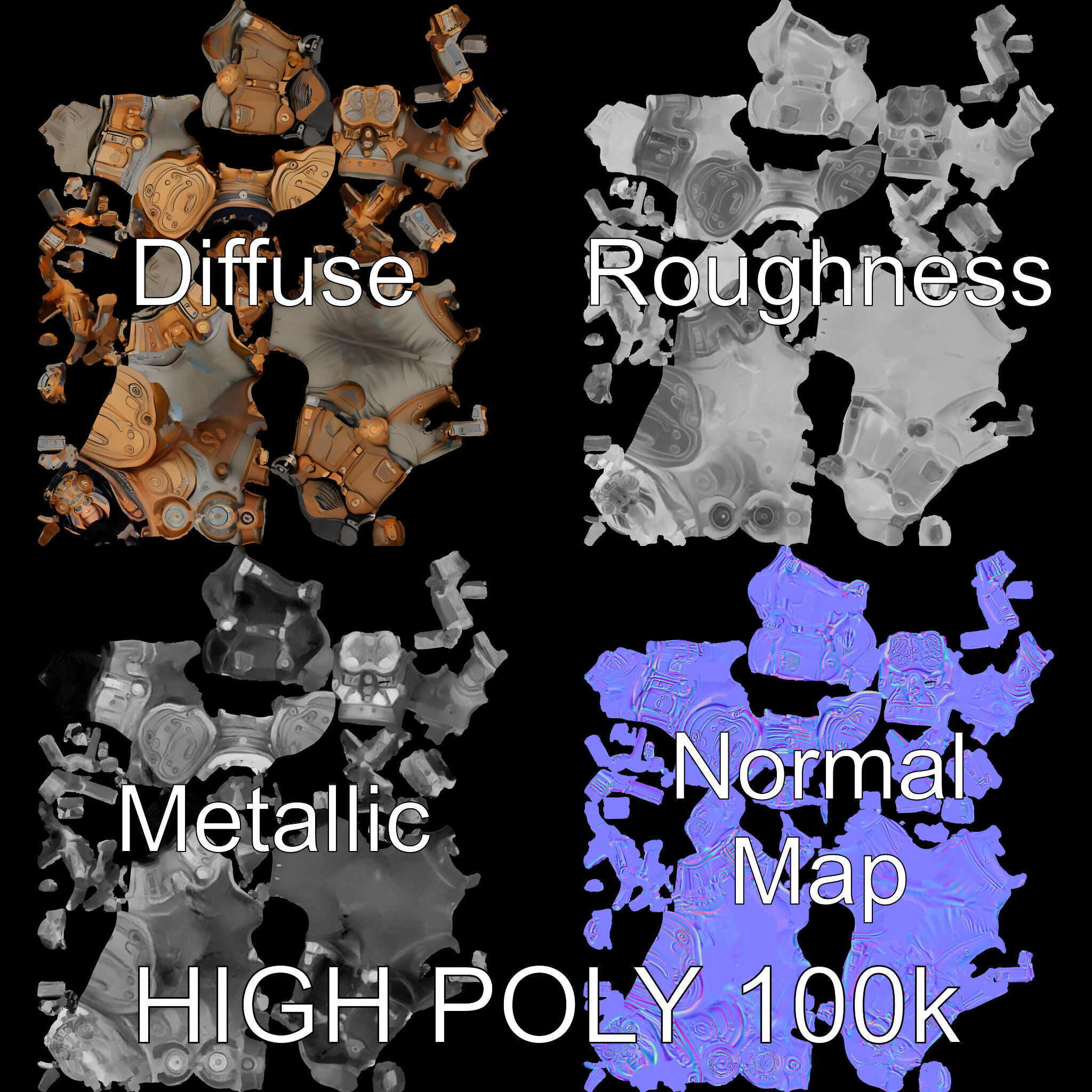 Steampunk Explorer D Character Model with Mechanical Armor an... Low-poly 3D model_2