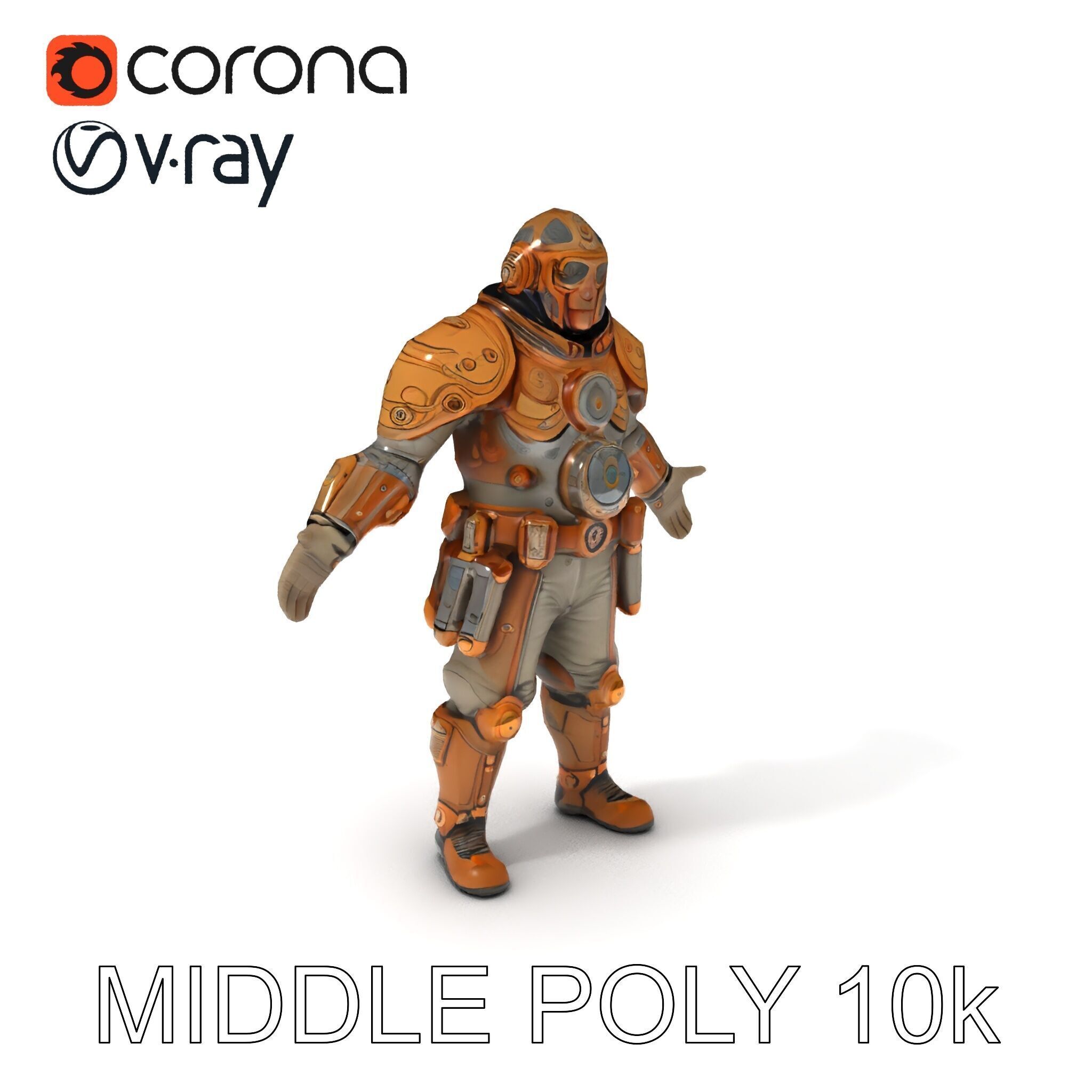 Steampunk Explorer D Character Model with Mechanical Armor an... Low-poly 3D model_13