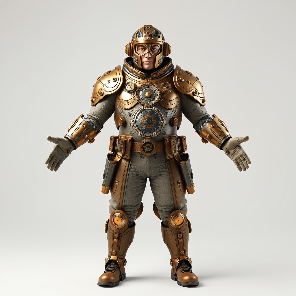Steampunk Explorer D Character Model with Mechanical Armor an... Low-poly 3D model_4