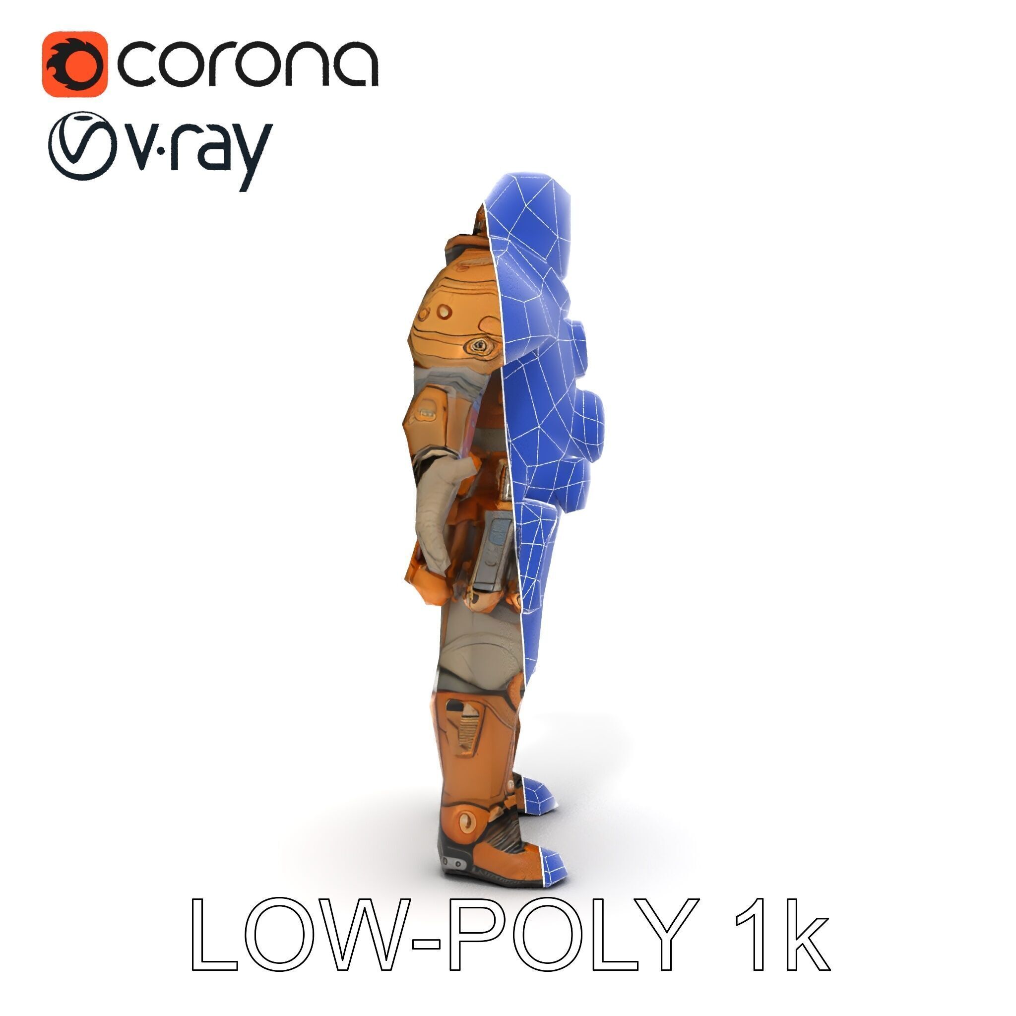 Steampunk Explorer D Character Model with Mechanical Armor an... Low-poly 3D model_33