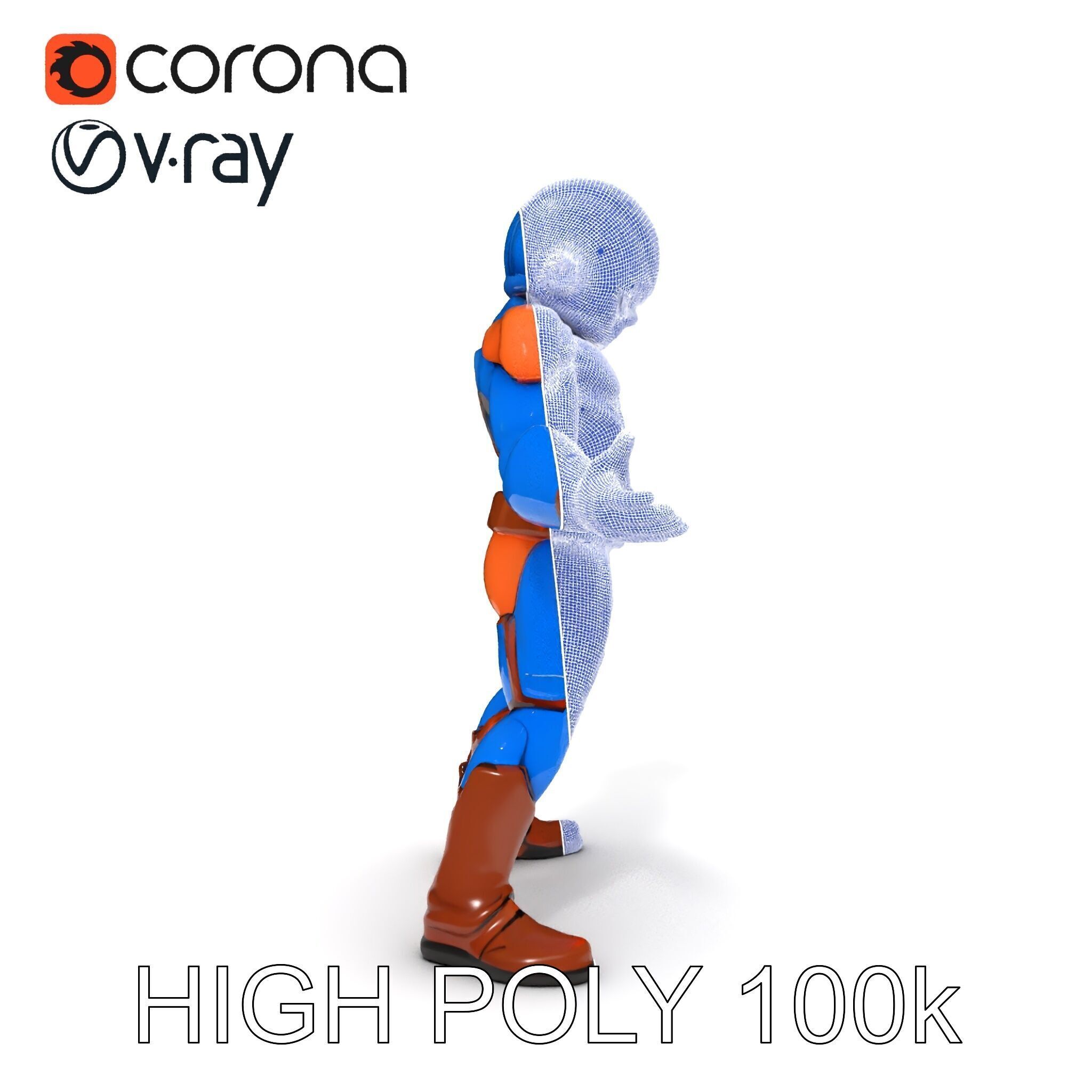 Energetic Lightning Suit Hero D Character Model Low-poly 3D model_26
