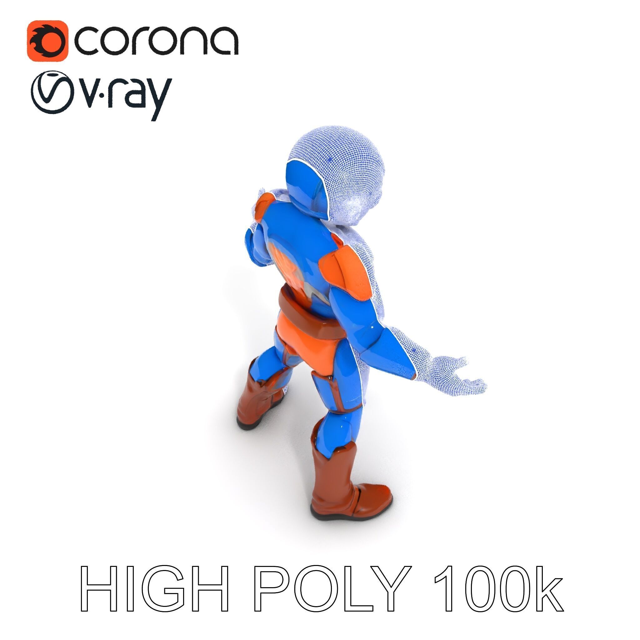 Energetic Lightning Suit Hero D Character Model Low-poly 3D model_12