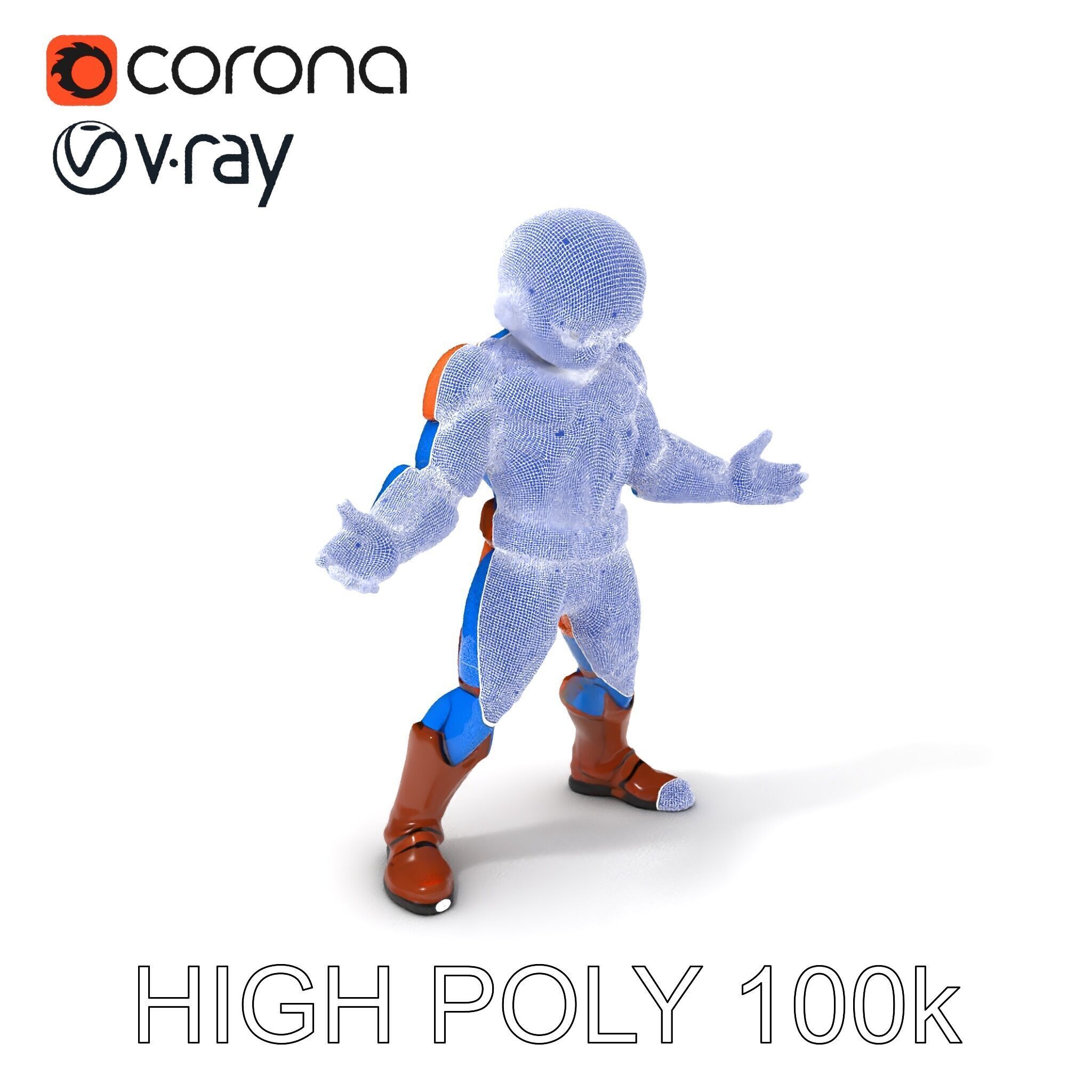 Energetic Lightning Suit Hero D Character Model Low-poly 3D model_3