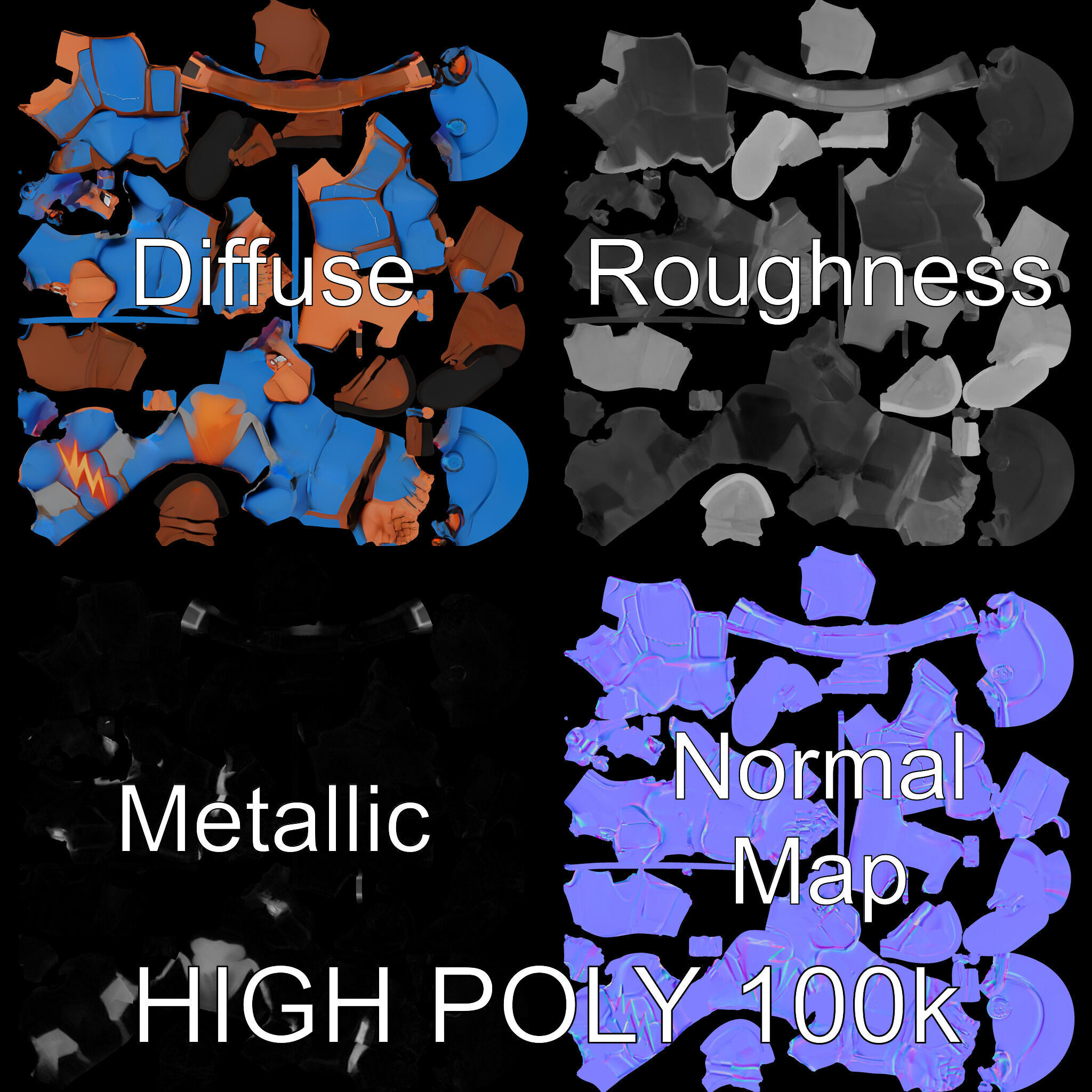 Energetic Lightning Suit Hero D Character Model Low-poly 3D model_2