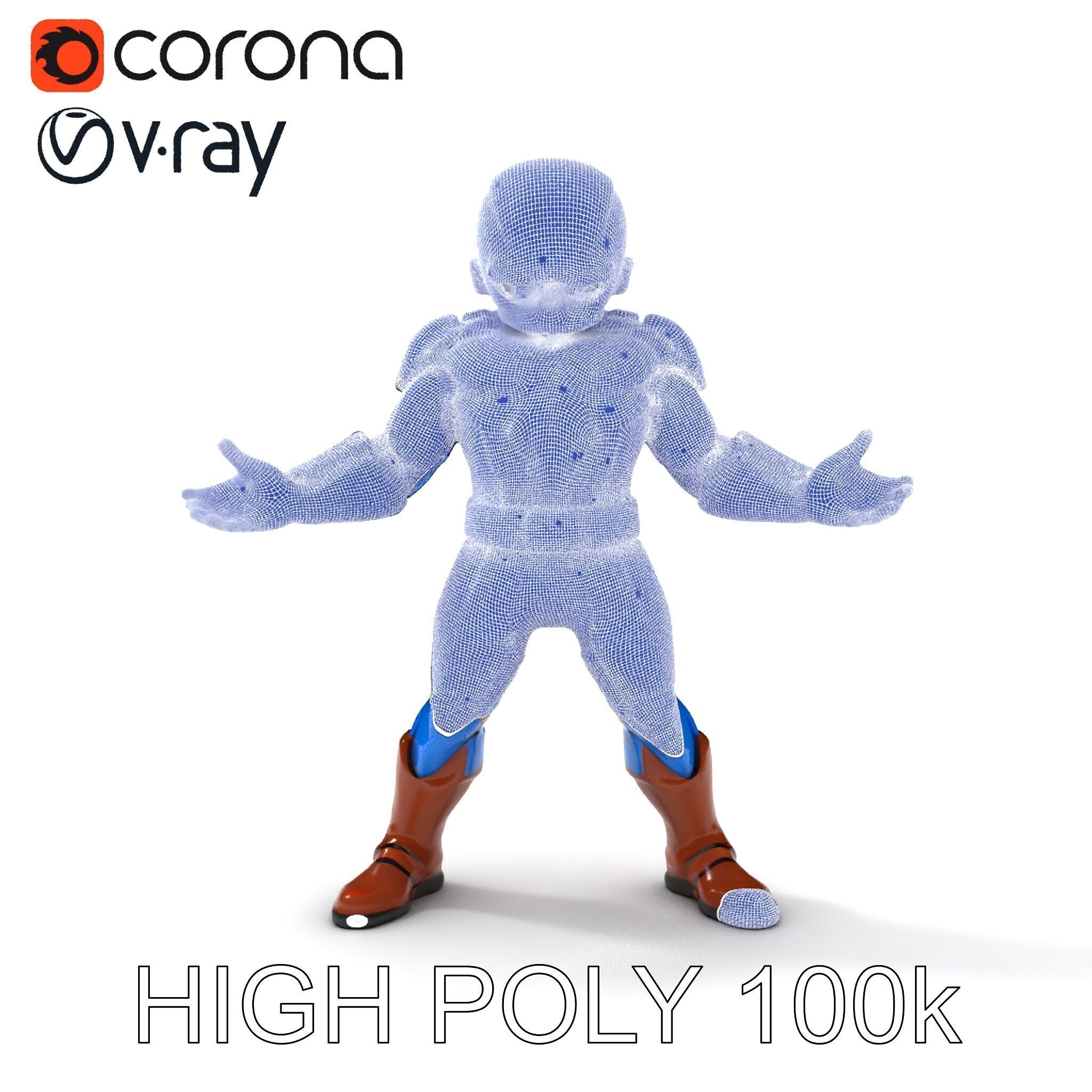 Energetic Lightning Suit Hero D Character Model Low-poly 3D model_32