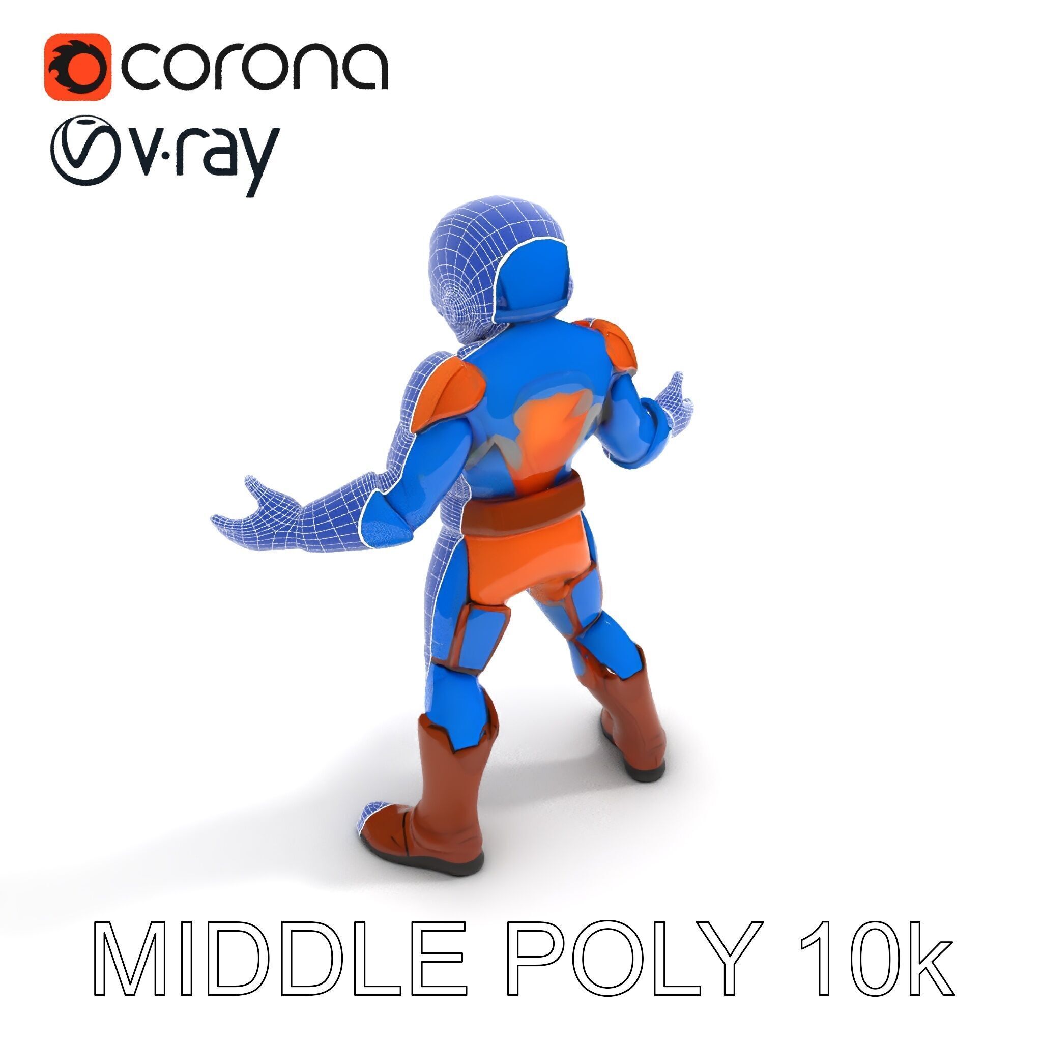 Energetic Lightning Suit Hero D Character Model Low-poly 3D model_30