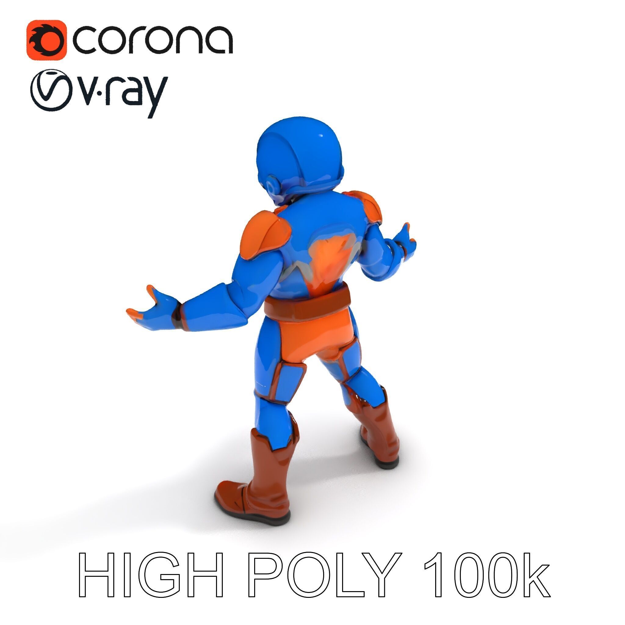 Energetic Lightning Suit Hero D Character Model Low-poly 3D model_15