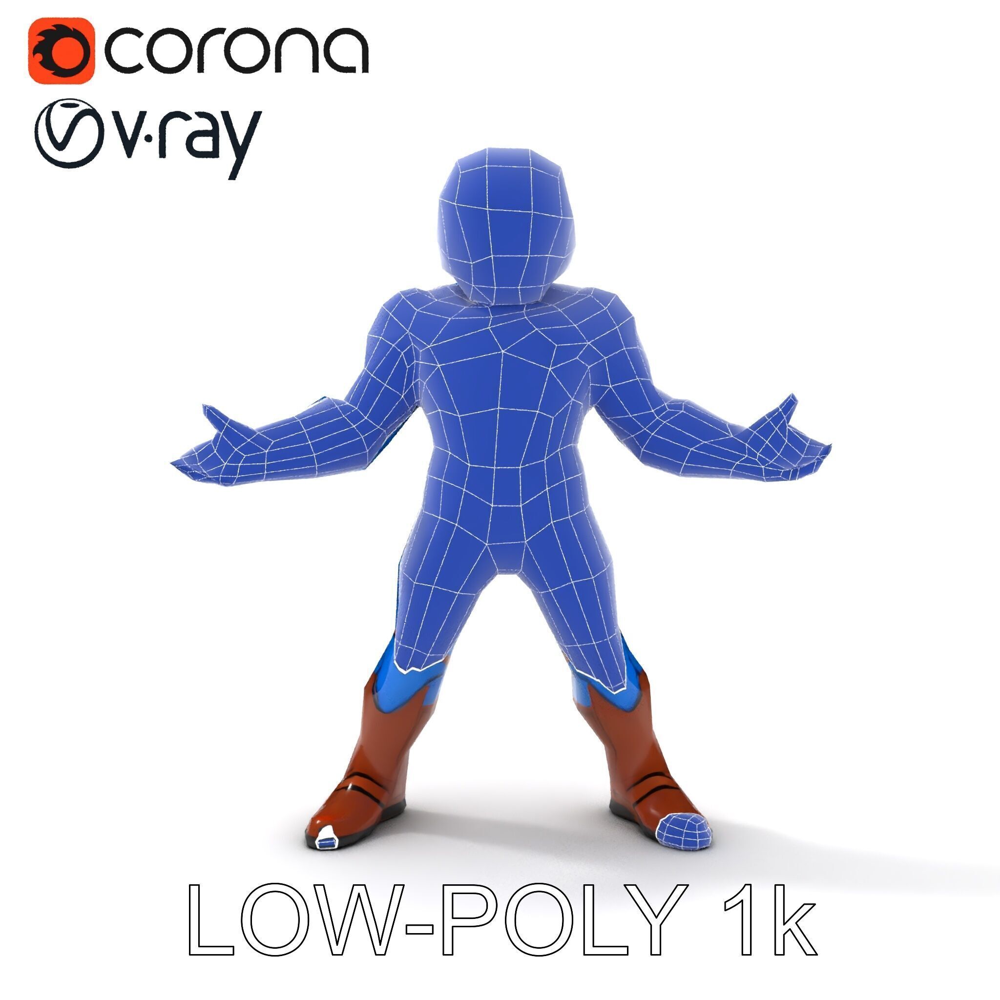 Energetic Lightning Suit Hero D Character Model Low-poly 3D model_23