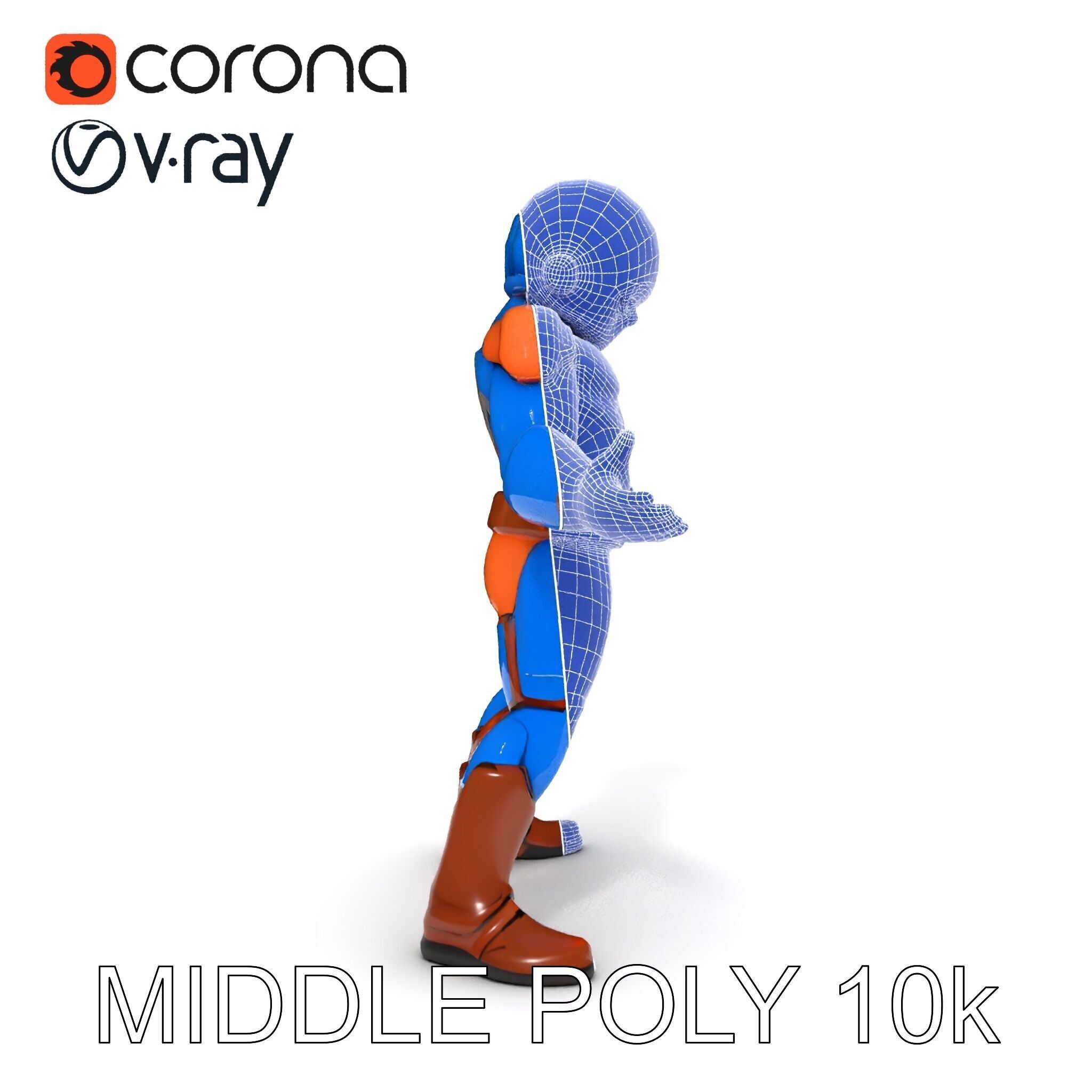 Energetic Lightning Suit Hero D Character Model Low-poly 3D model_27