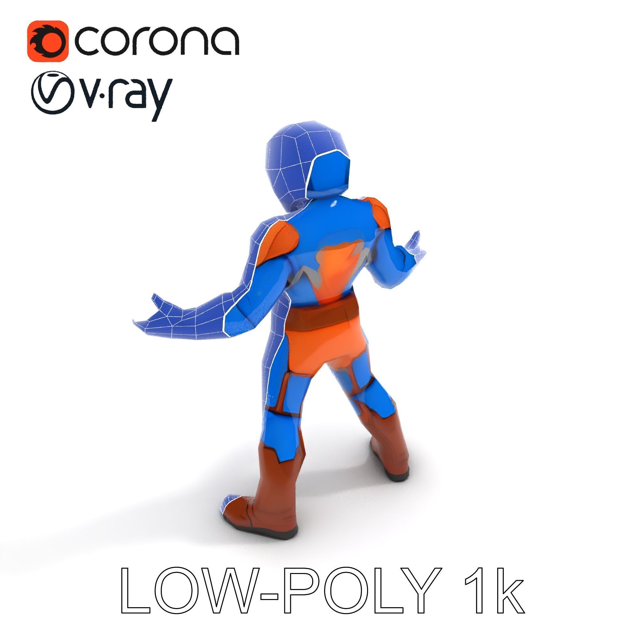 Energetic Lightning Suit Hero D Character Model Low-poly 3D model_17