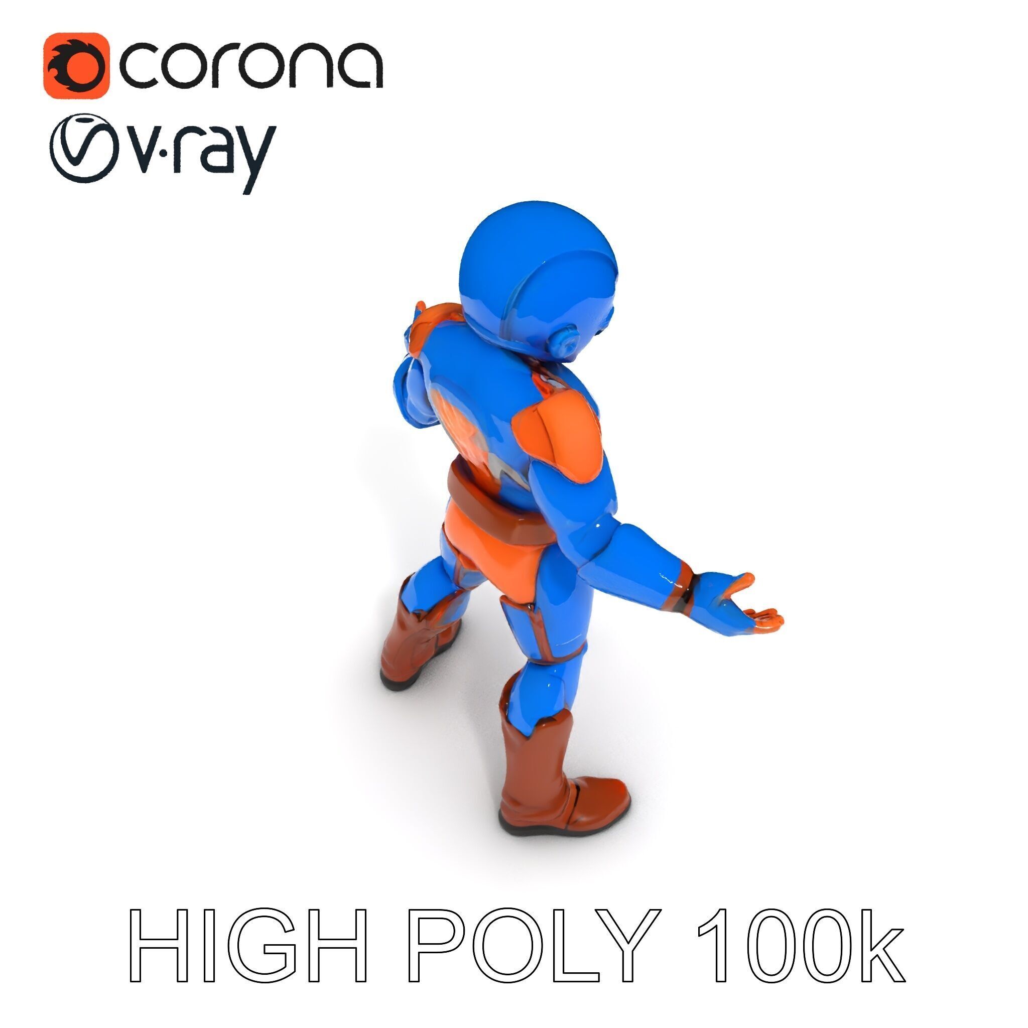 Energetic Lightning Suit Hero D Character Model Low-poly 3D model_29