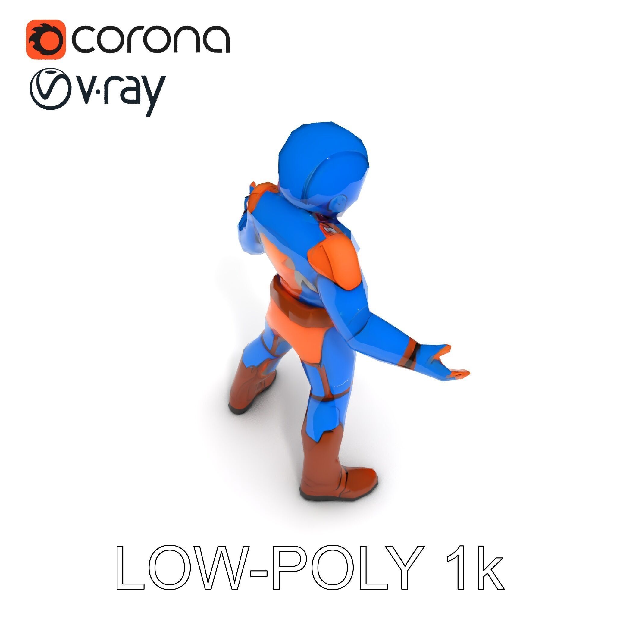 Energetic Lightning Suit Hero D Character Model Low-poly 3D model_31