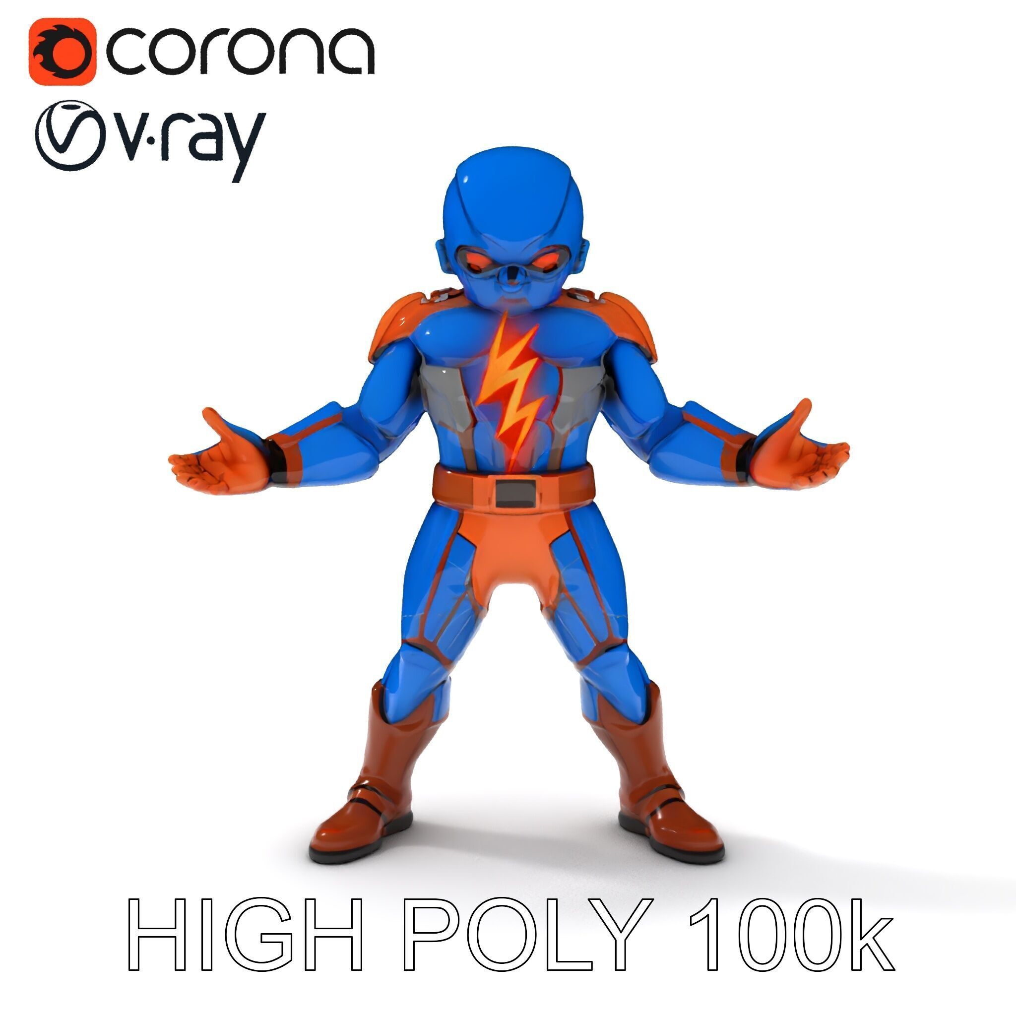 Energetic Lightning Suit Hero D Character Model Low-poly 3D model_21
