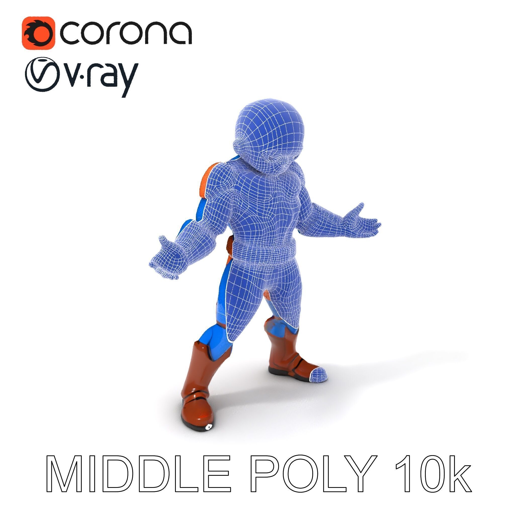 Energetic Lightning Suit Hero D Character Model Low-poly 3D model_13