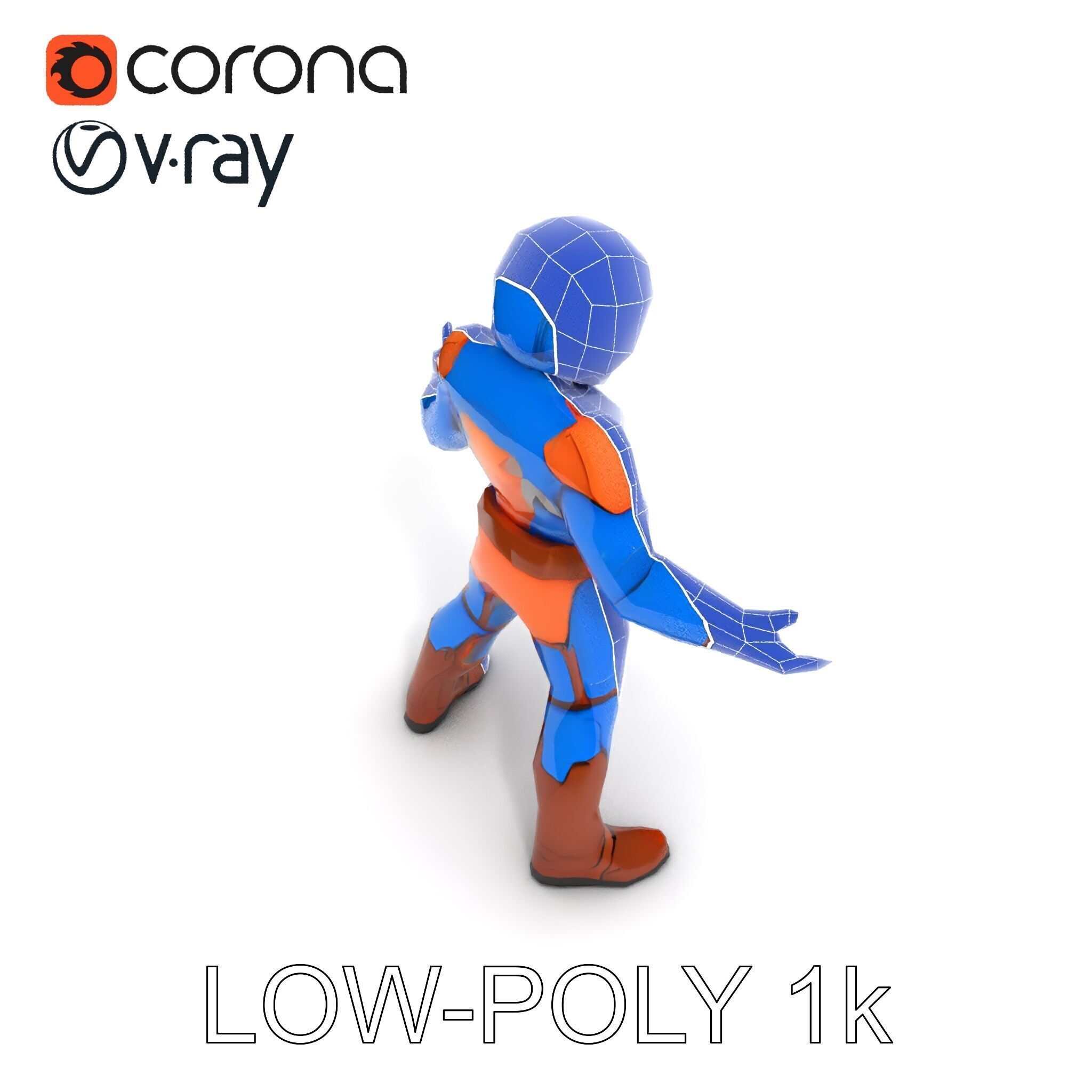 Energetic Lightning Suit Hero D Character Model Low-poly 3D model_14