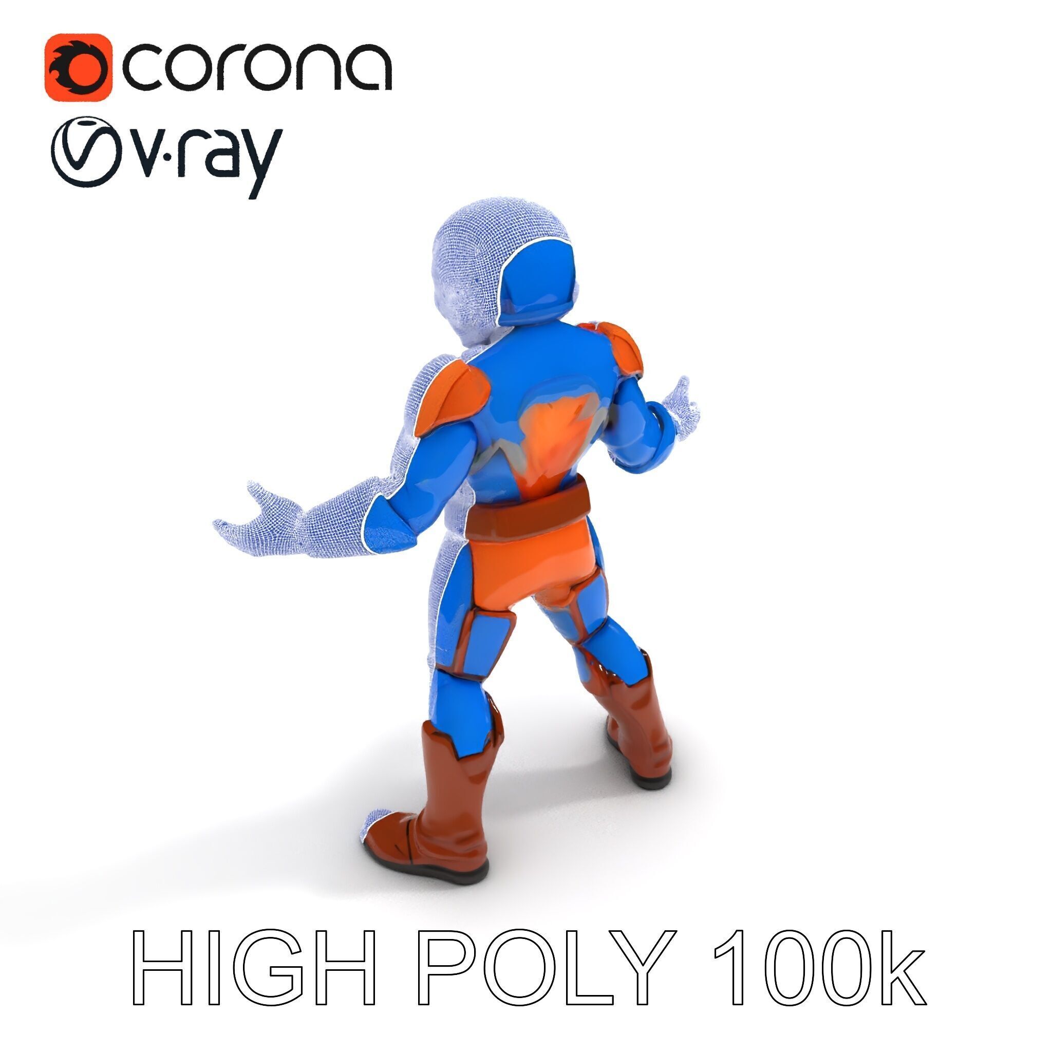 Energetic Lightning Suit Hero D Character Model Low-poly 3D model_35