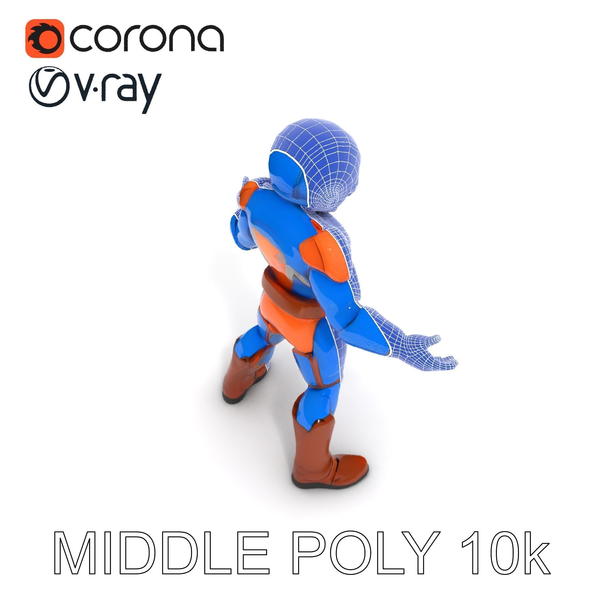 Energetic Lightning Suit Hero D Character Model Low-poly 3D model_6