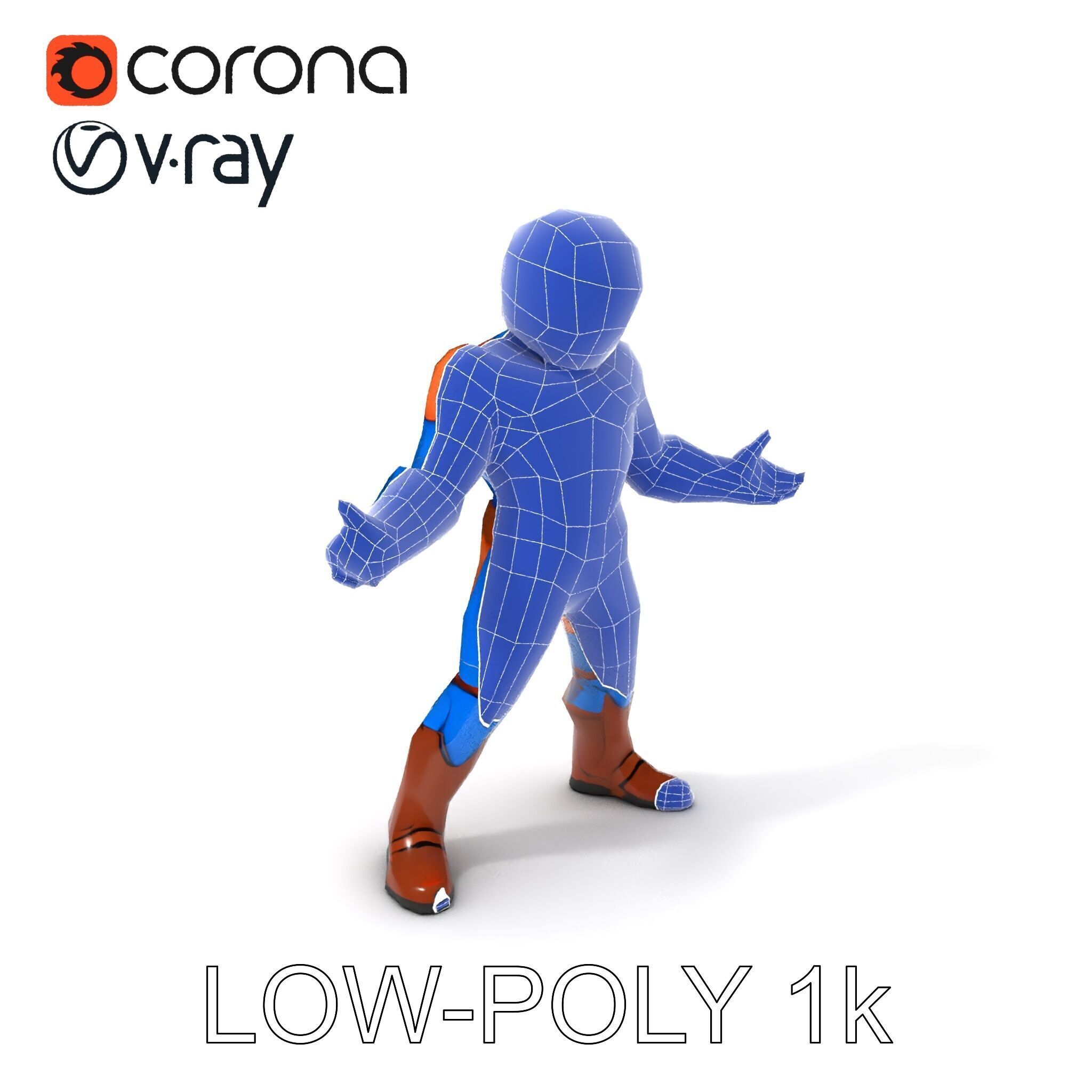 Energetic Lightning Suit Hero D Character Model Low-poly 3D model_34
